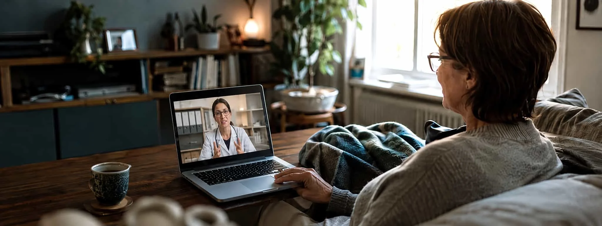 MS patient completing a telehealth medical marijuana evaluation online from home in Virginia