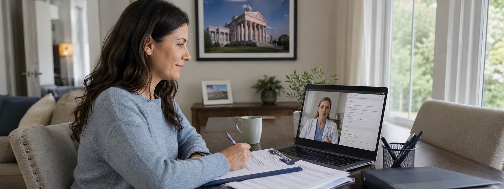 Virginia patient completing an online medical cannabis certification renewal through telehealth