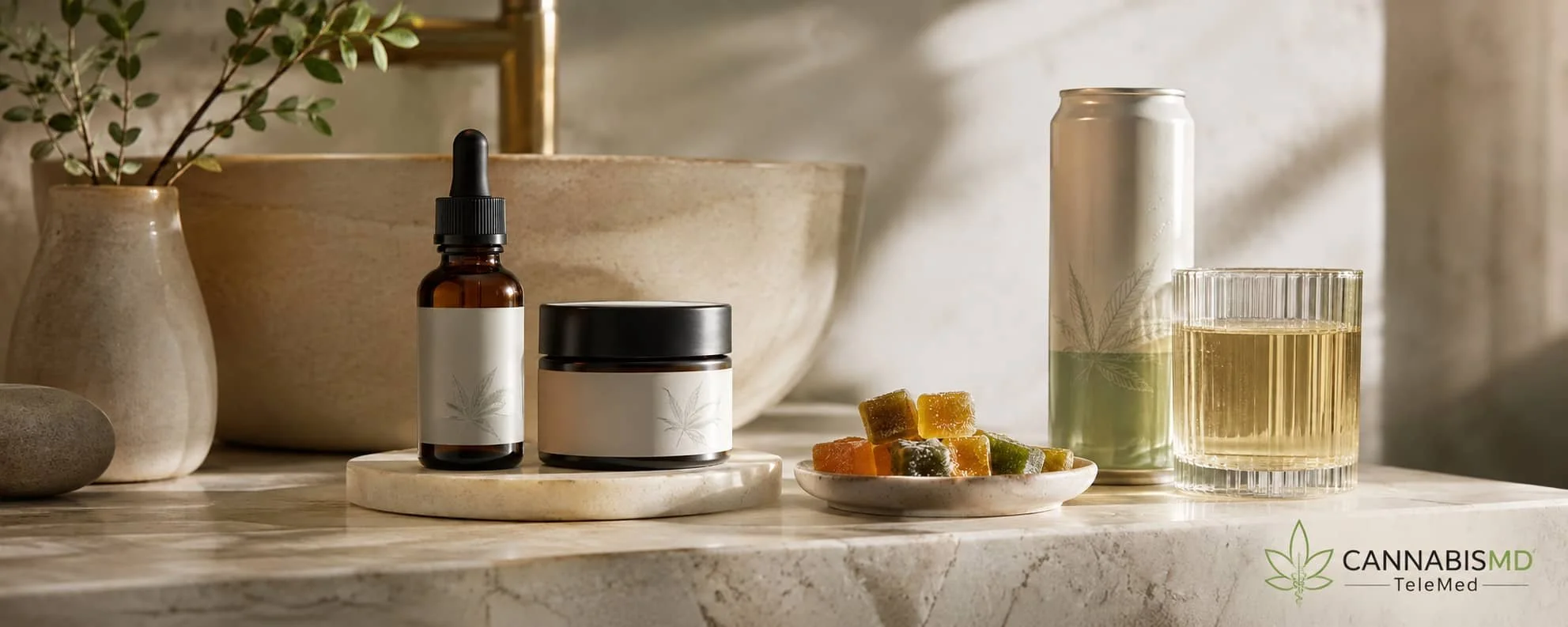 Premium cannabinoid formulations comparing THC and CBD edibles gummies topicals and sublingual oils