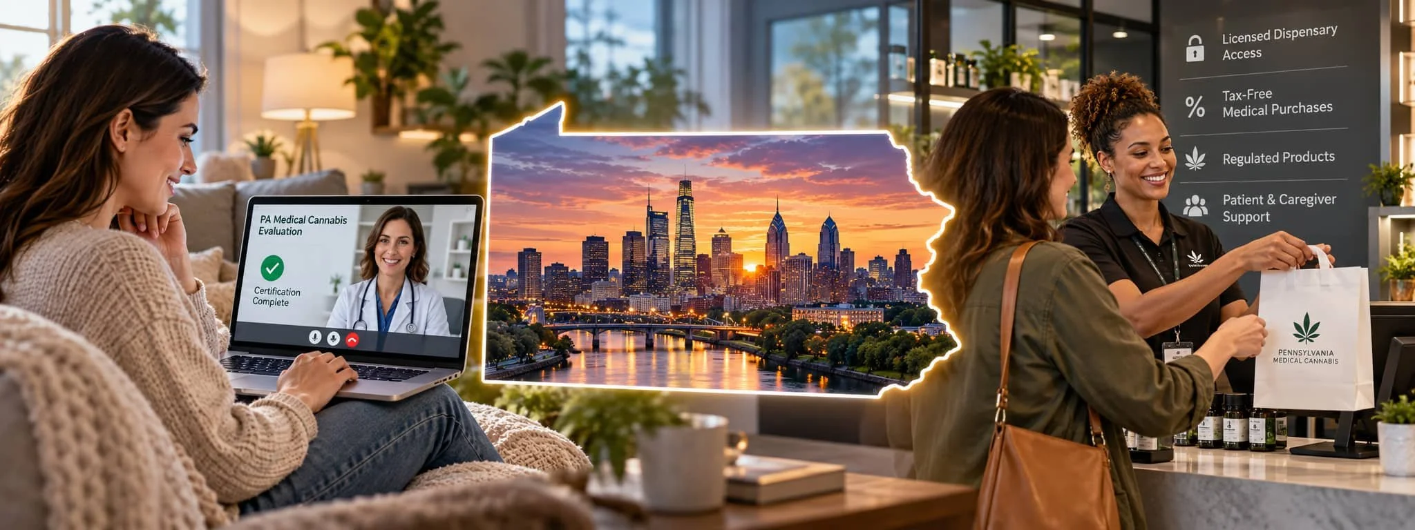 Pennsylvania medical cannabis patient using telehealth and visiting a licensed dispensary in 2026
