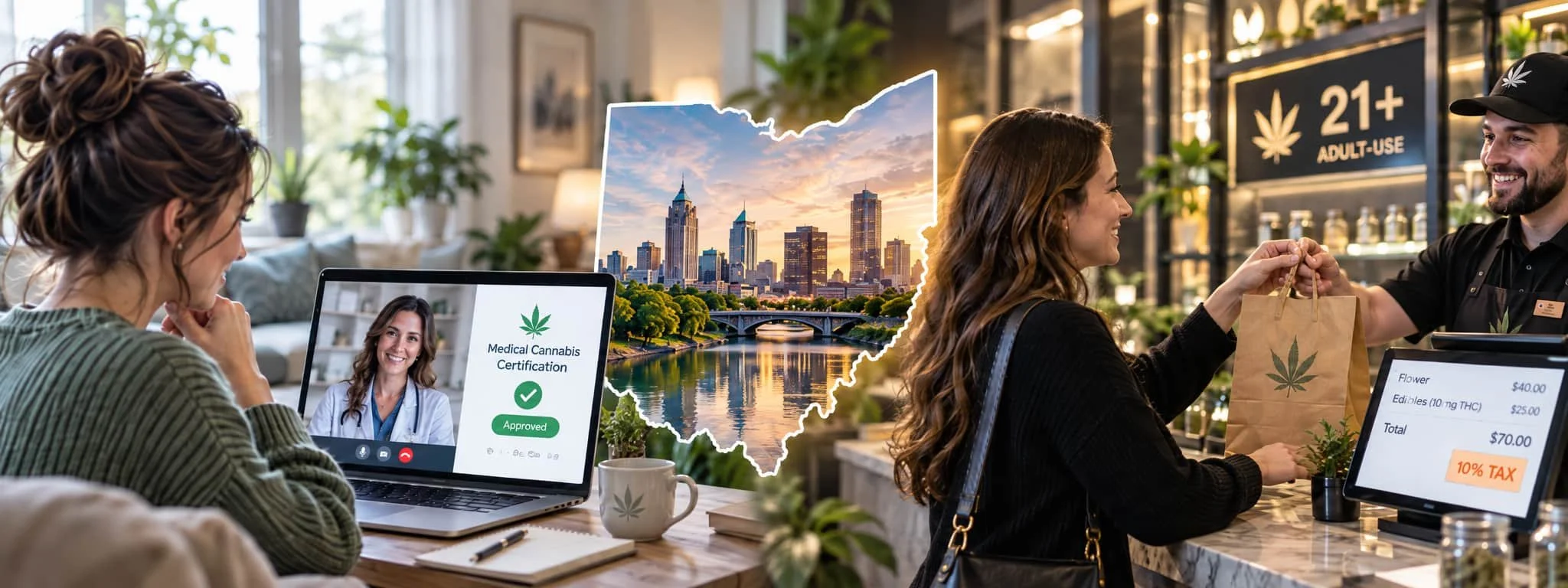 Ohio medical marijuana card compared with recreational cannabis, including online certification, dispensary access, and adult-use tax differences