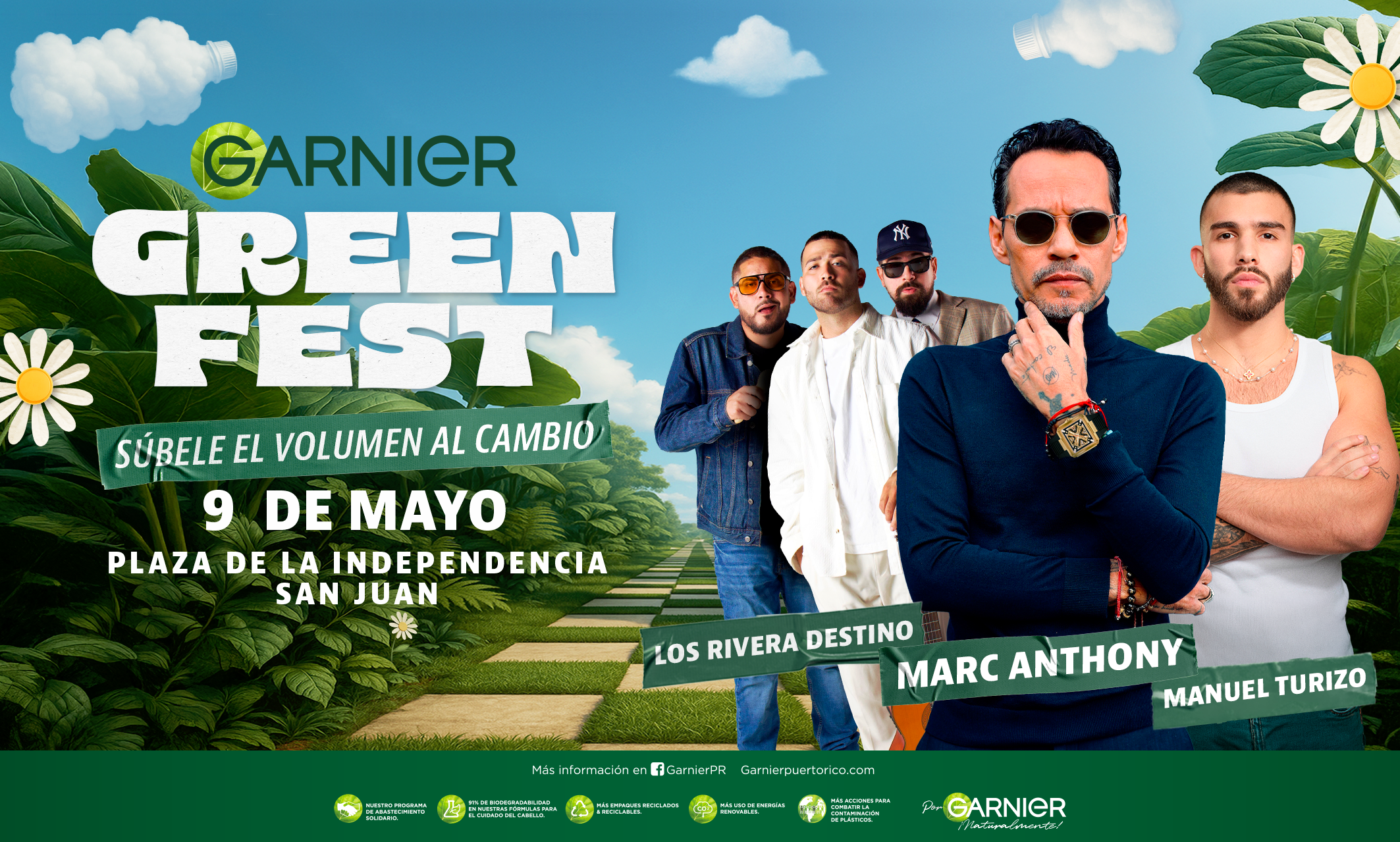 Marc Anthony, Manuel Turizo y Los Rivera Destino se unen al Garnier Green Fest 2026