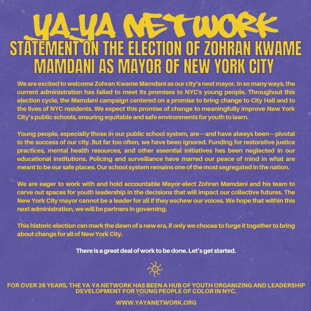 Statement on the Election of Zohran Kwame Mamdani as Mayor of New York City:

We are excited to welcome Zohran Kwame Mamdani as our city&rsquo;s next mayor. In so many ways, the current administration has failed to meet its promises to NYC's young pe