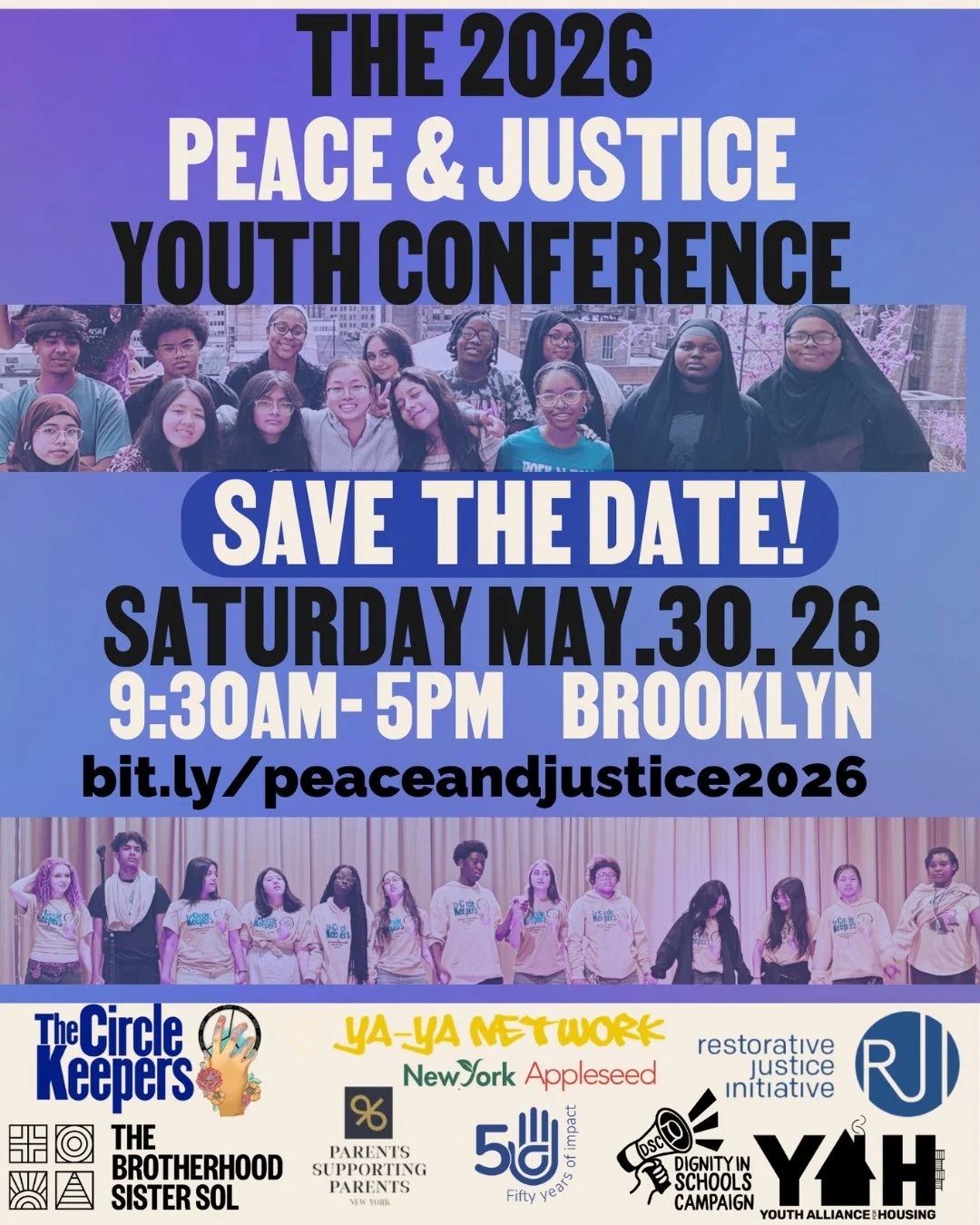 Join @thecirclekeepers and Dignity in Schools-NY for the THIRD annual Peace &amp; Justice Conference on Saturday, May 30th, 2026!

The YA-YA Network is excited to be co-sponsor of the conference this year, and we can't WAIT to see you there!

🕊️ SAV