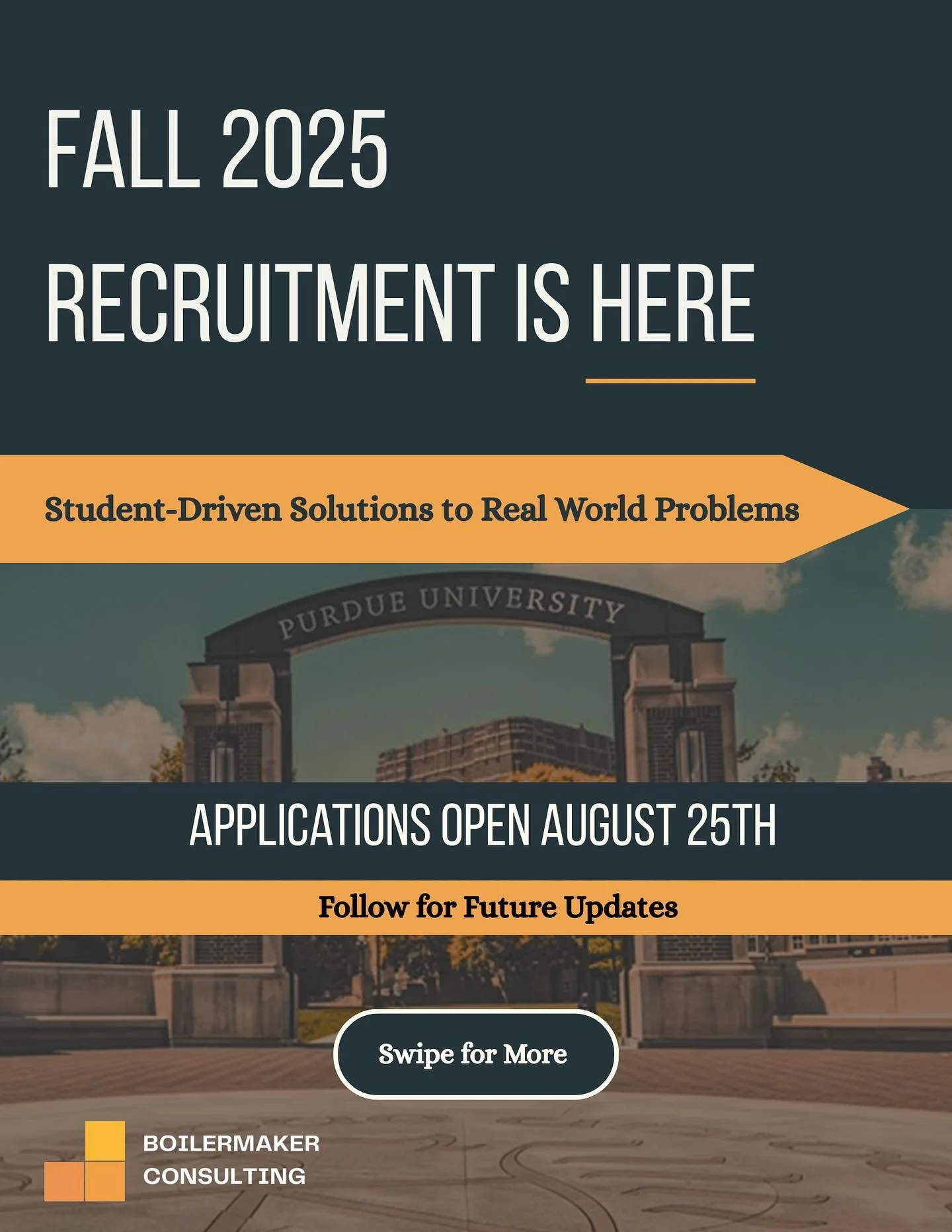 Boilermaker Consulting is excited to announce the start of our Fall 2025 Recruitment Season !!

Follow along to receive updates, tips, and more information as the new school year kicks off. 

Visit our other platforms and interest form below:

Intere