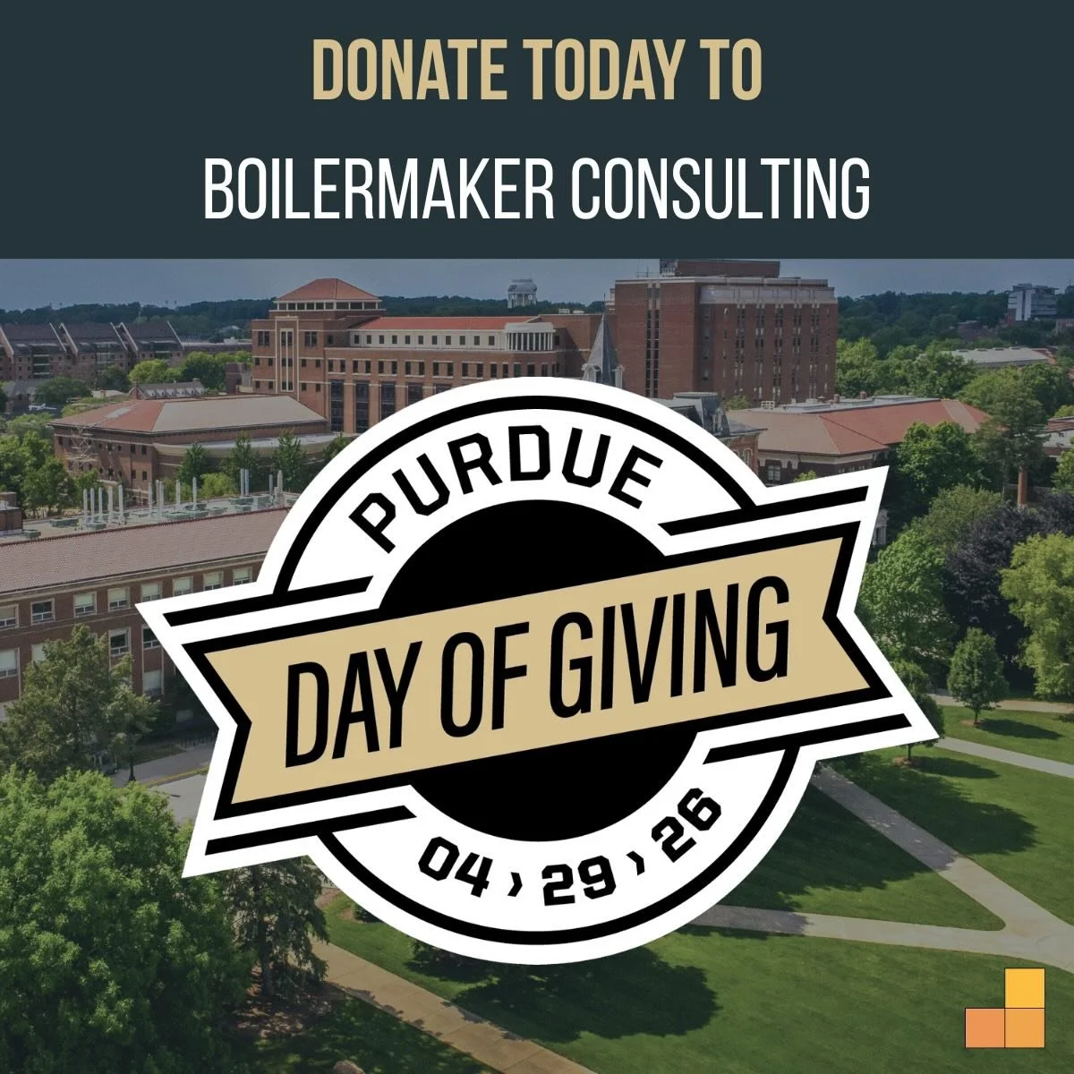 #PurdueDayofGiving is here!

Donate today to support Boilermaker Consulting in helping us reach our goal of $5,000. Every donation is appreciated no matter how big or small 🚂

#BoilerUp!

Donate via link in bio

#purdueuniversity #consulting #boiler