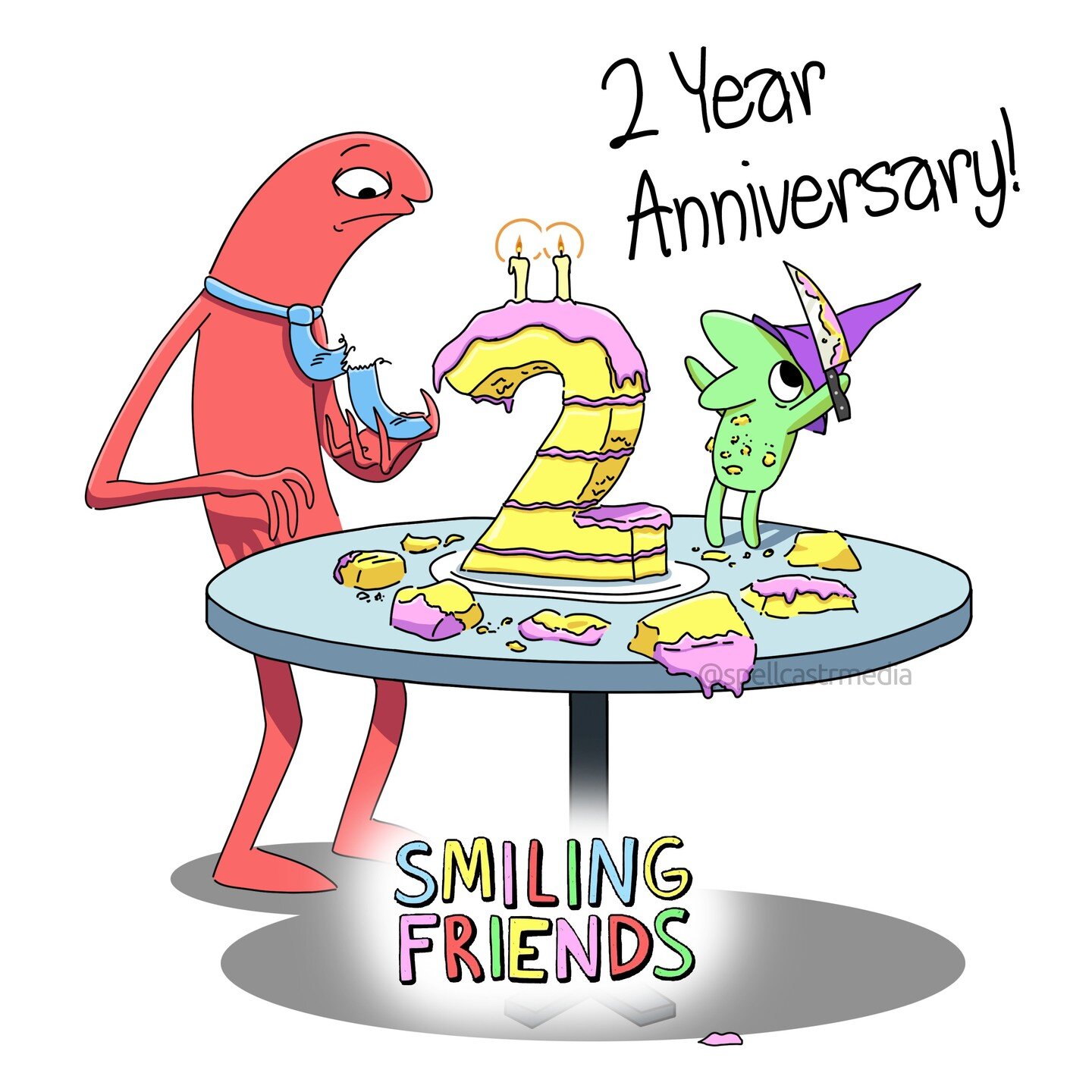 What kind of Smiling Friends fan am I? I totally had forgotten that yesterday, April 1st, was the two year anniversary of the Smiling Friends pilot episode! 
I was wondering why my older SF posts were getting more likes out of the blue...🤔 

Here's 