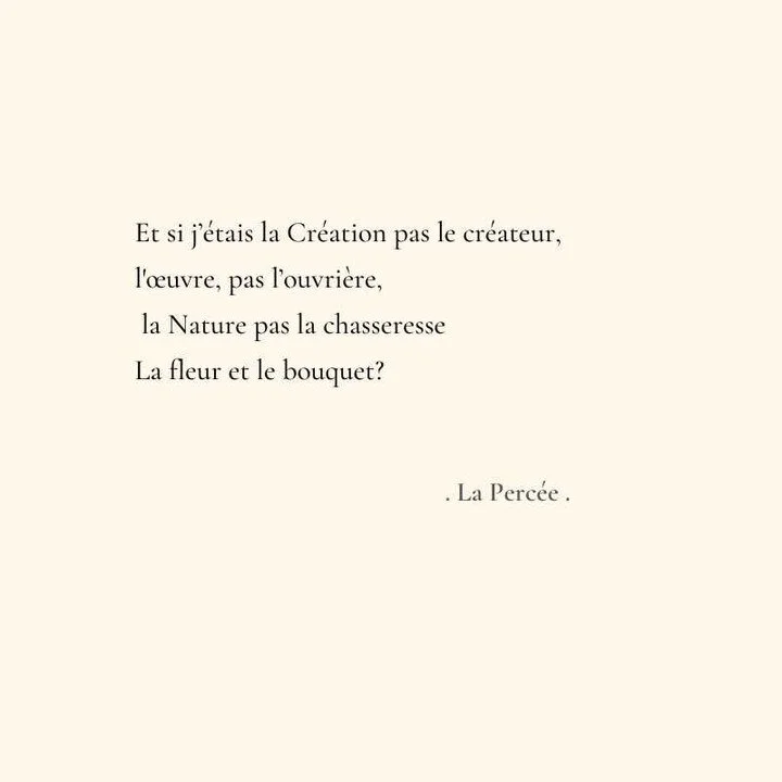 &deg; CREER &deg;

La Perc&eacute;e est un recueil d'instantan&eacute;es, phrases m&eacute;decines glan&eacute;es au fil du temps. Observations, ressentis, paroles de l'instant, je partage ces phrases comme autant de seuils que je franchis, en esp&ea