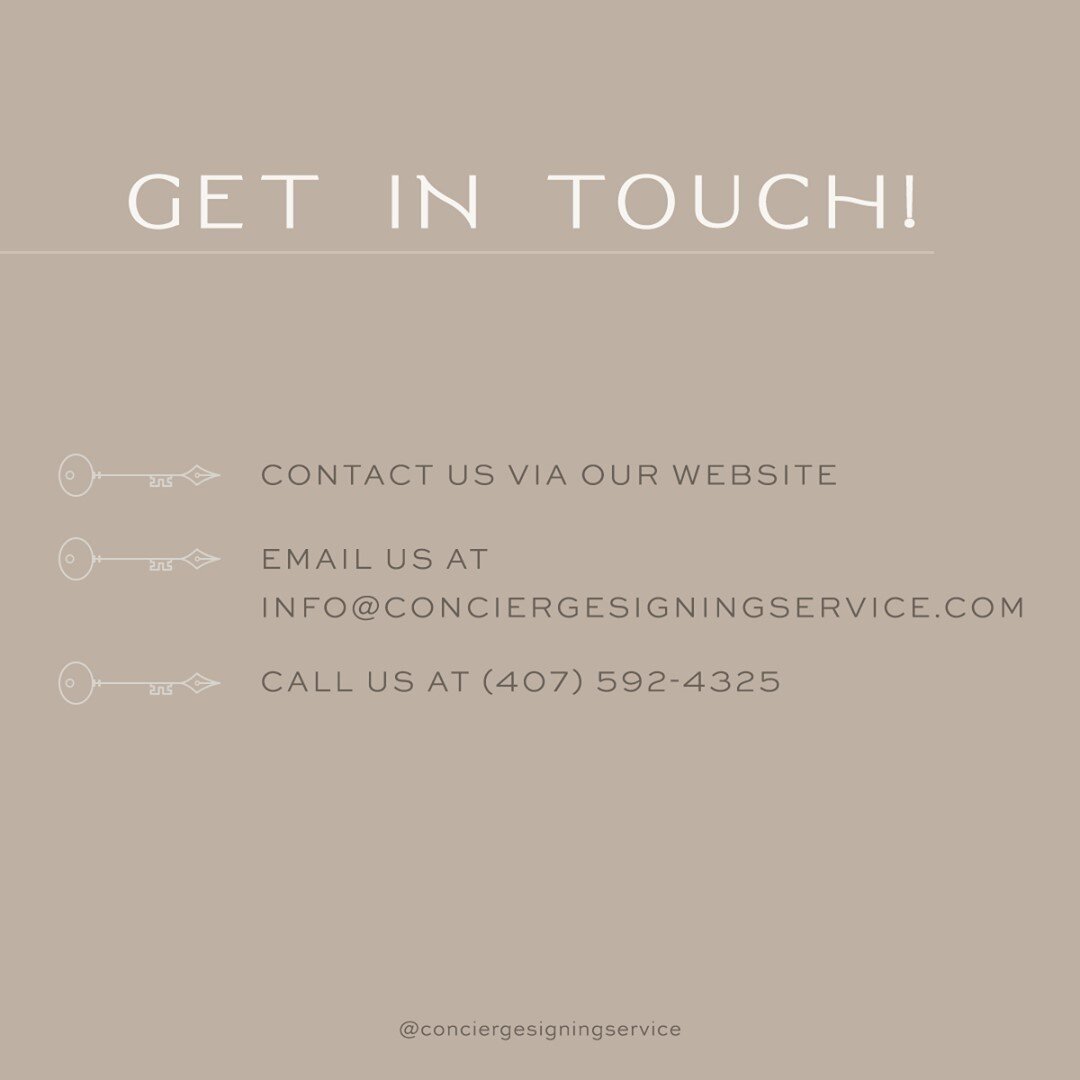 Do you know there's 3️⃣ easy ways to get in touch with us?!

1. Contact us via our website.
2. Email us directly at info@conciergesigningservice.com 
3. Call us! (407) 592-4325

Our team of qualified notaries are ready to serve you, nation-wide! ✨ 

