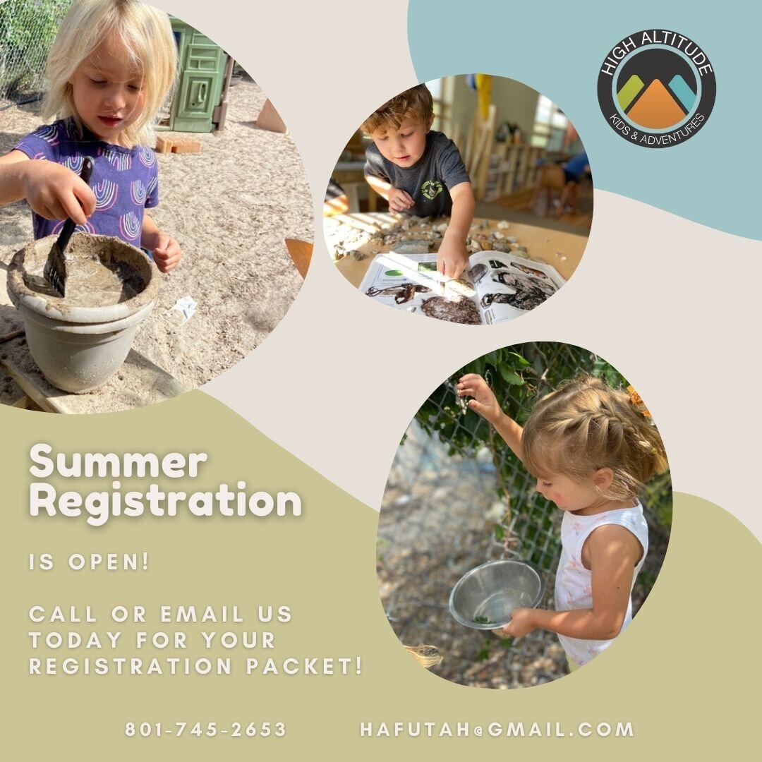 High Altitude Kids keeps your children busy learning and exploring all summer long!

Our Summer Program Registration is OPEN! 

Our Programs include:
Pre-Kindergarten
3 Year Old Class
Toddler (15months - 23months) Class!

Each class has an age approp