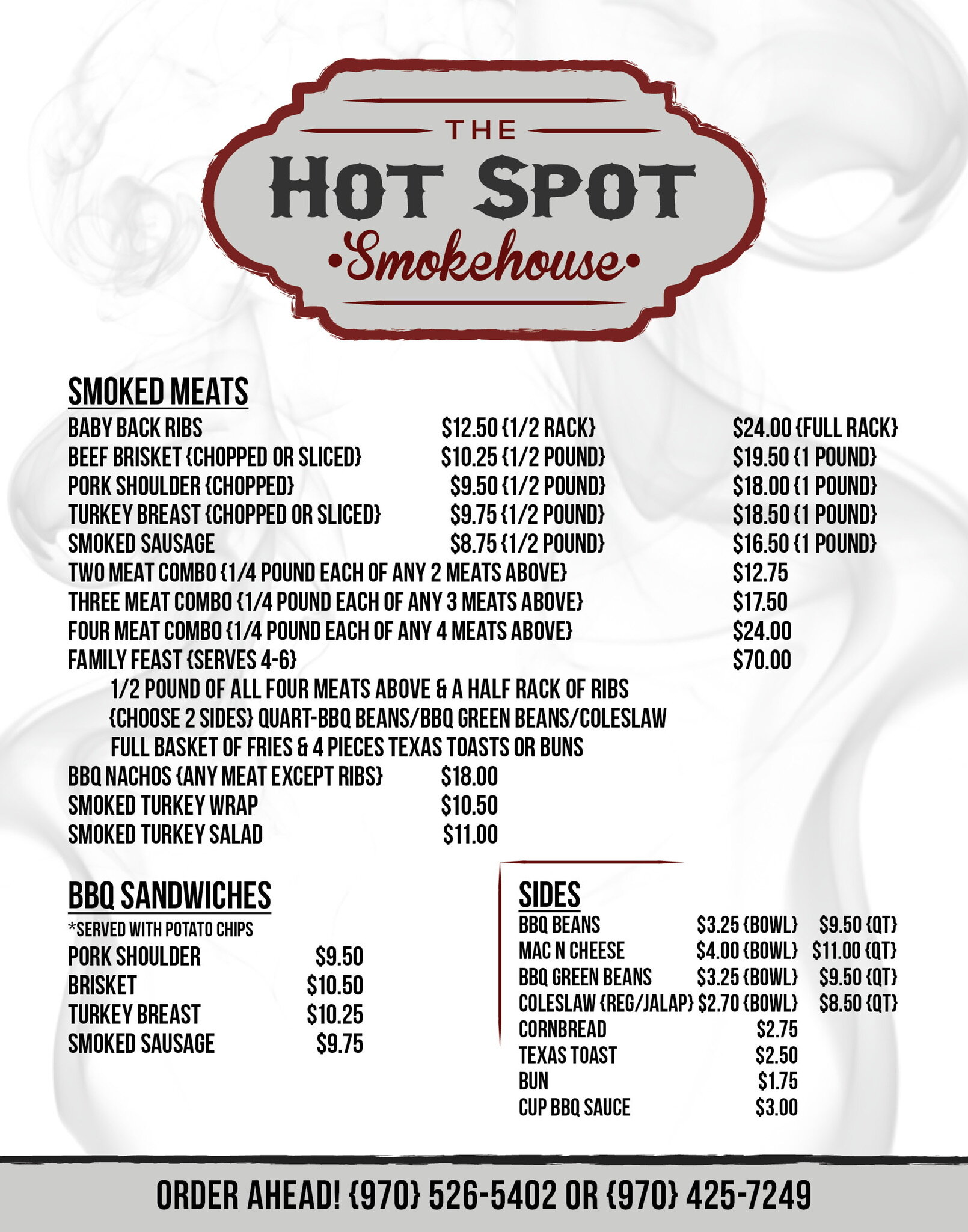 Hot spot deals menu