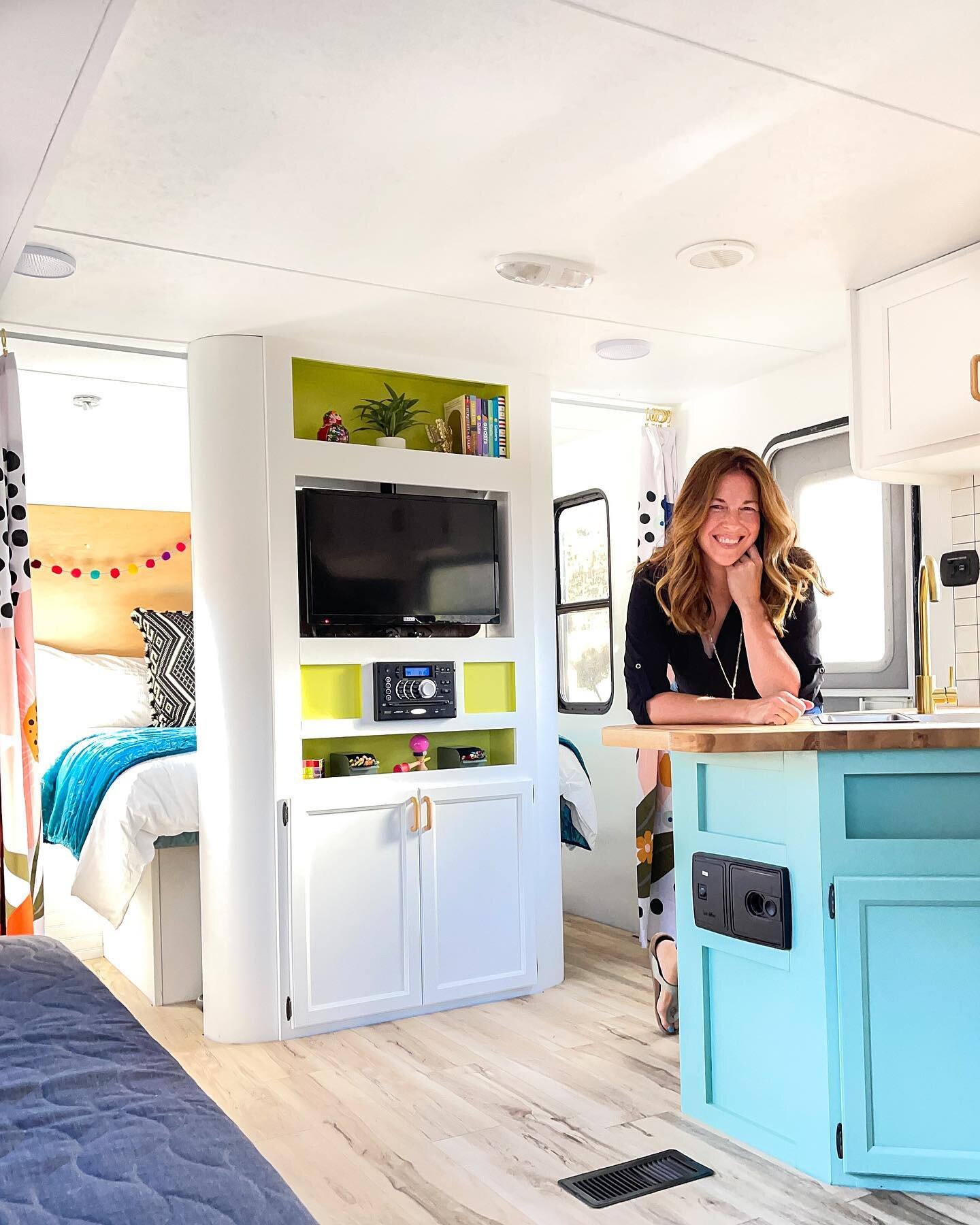 Now this is my idea of camping! I hope our guests feel joyful, relaxed, inspired and playful when they come stay in this sweet RV. I know I can&rsquo;t wait to have a slumber party in here with Ani to test it out! Do you have a favorite element in th