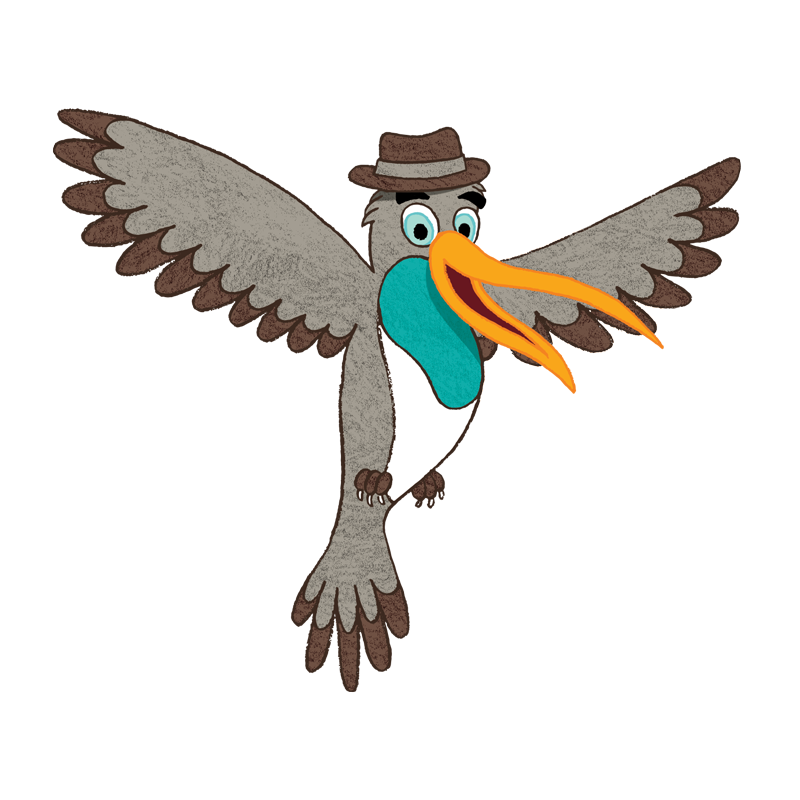 Kaarl a cartoon hummingbird with a hat and colorful beak