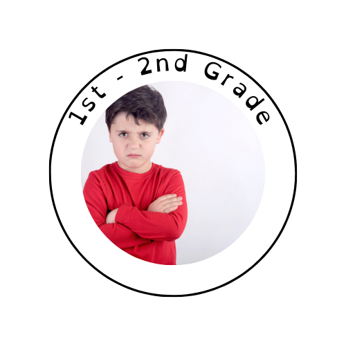 A boy with folded arms and a serious expression, wearing a red shirt against a white background.