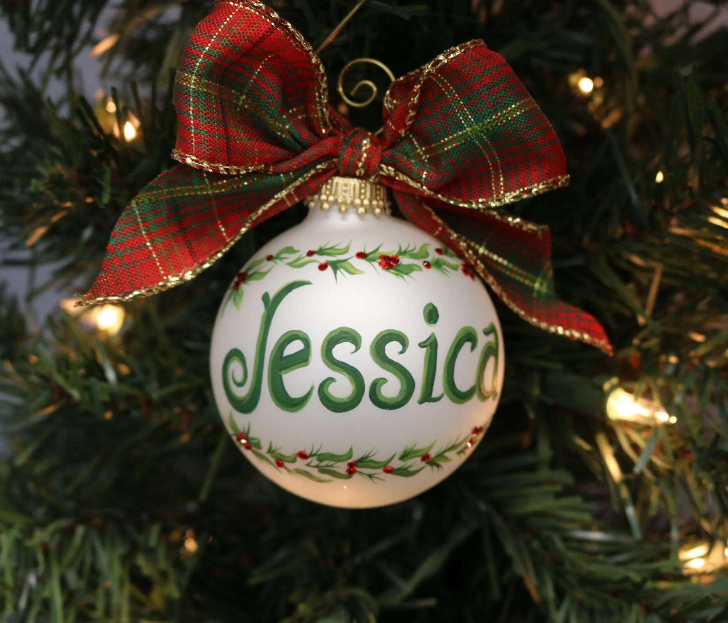 Custom Holly Name Ornament