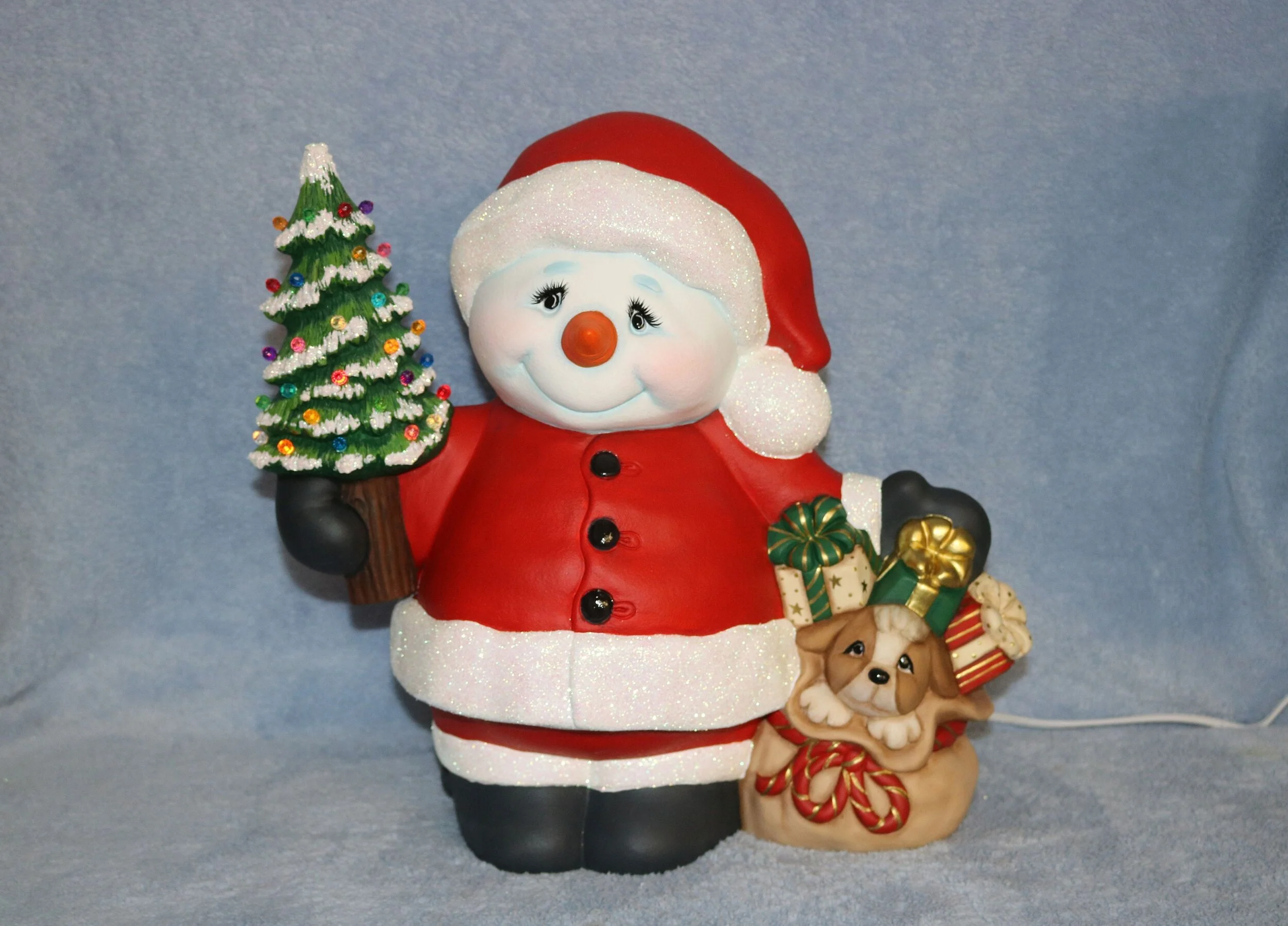 Ceramic Santa Snowman with Puppy