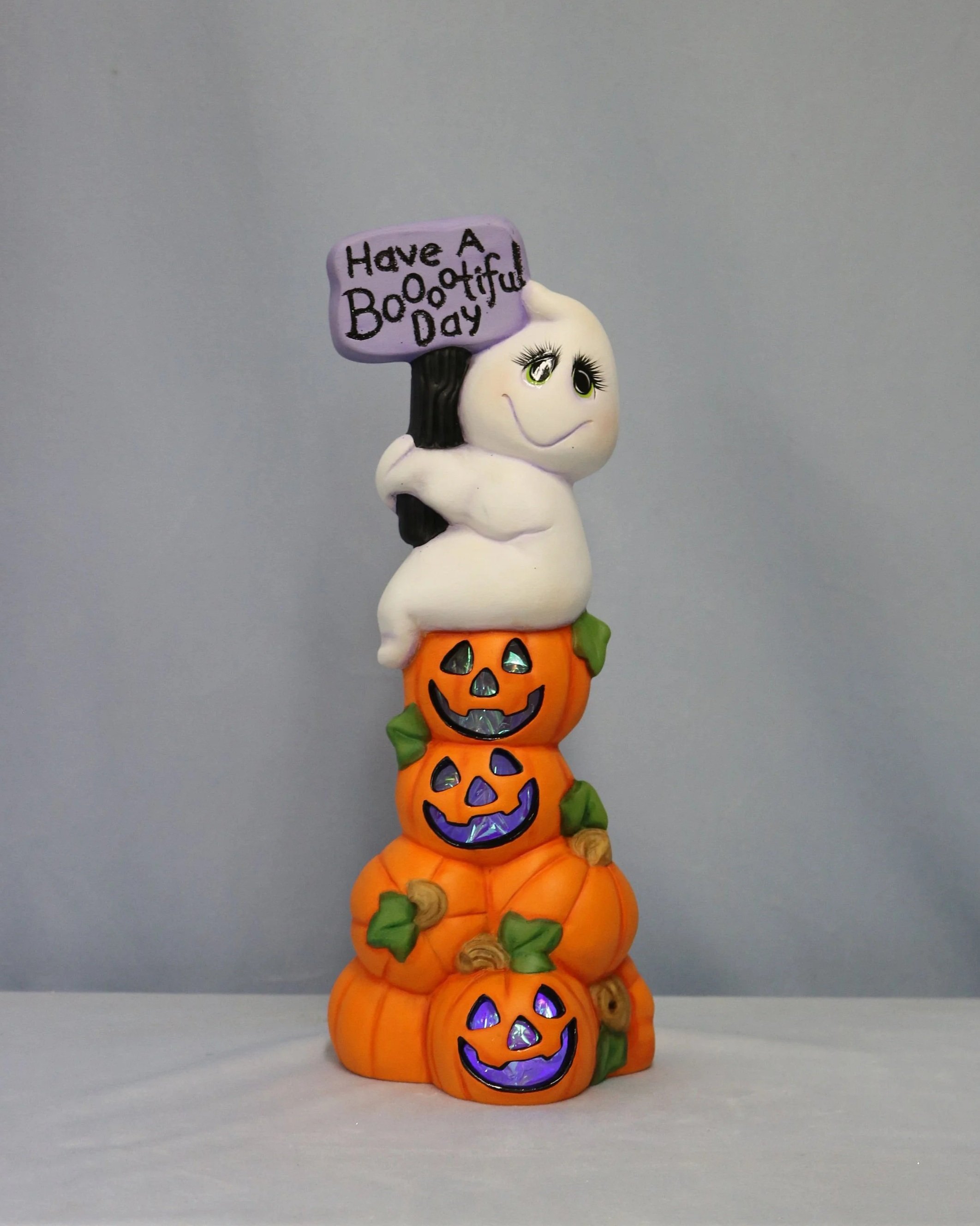 Ceramic Ghost Holding a Boootiful Day Sign