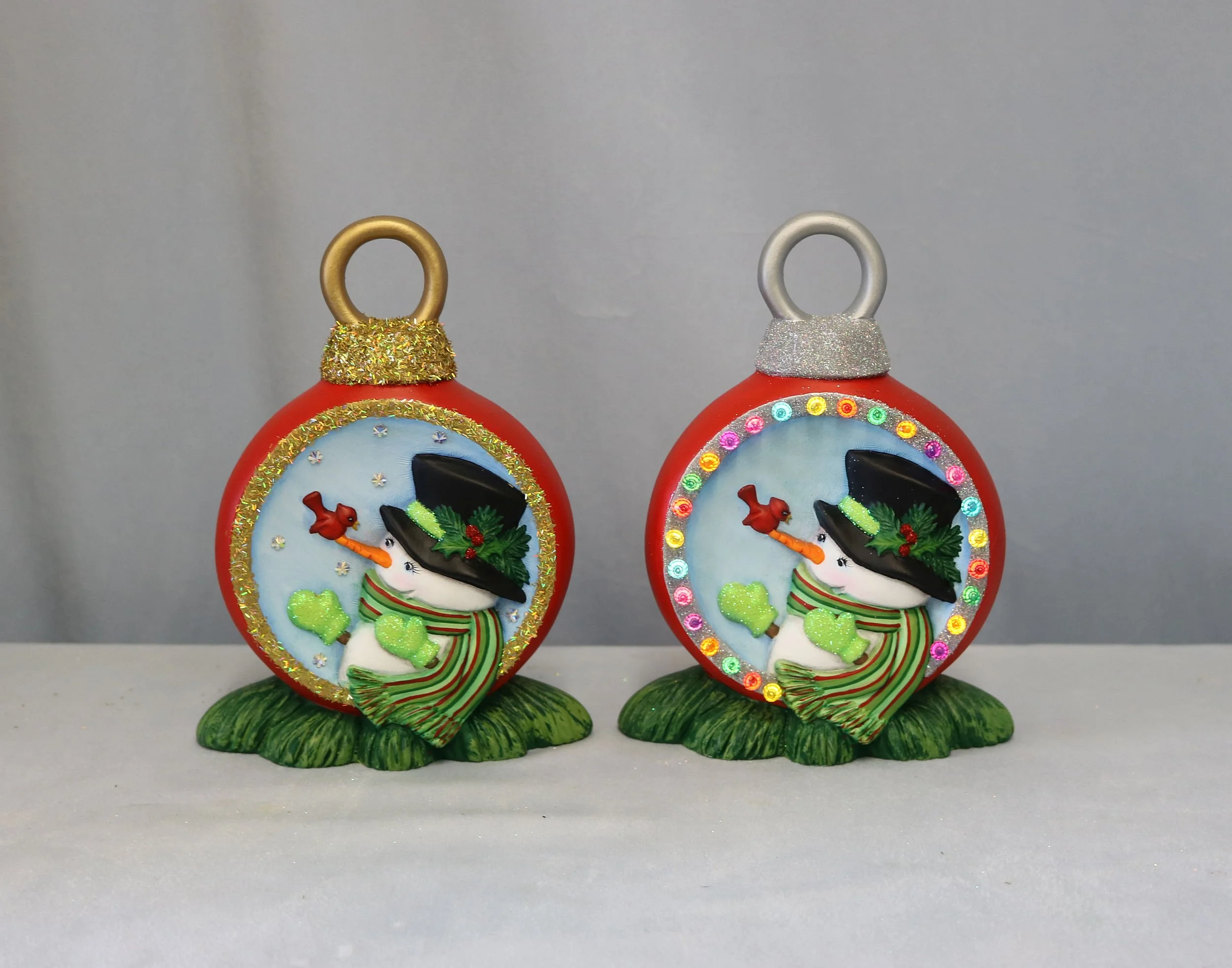 Lighted Snowman Ceramic Ornament