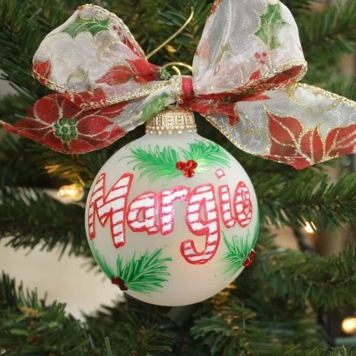 Candy Cane Striped Name Ornament