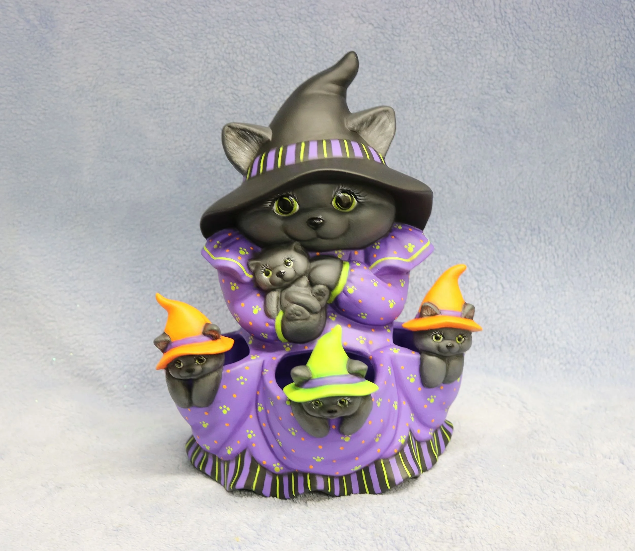 Halloween Black Cat with Kittens
