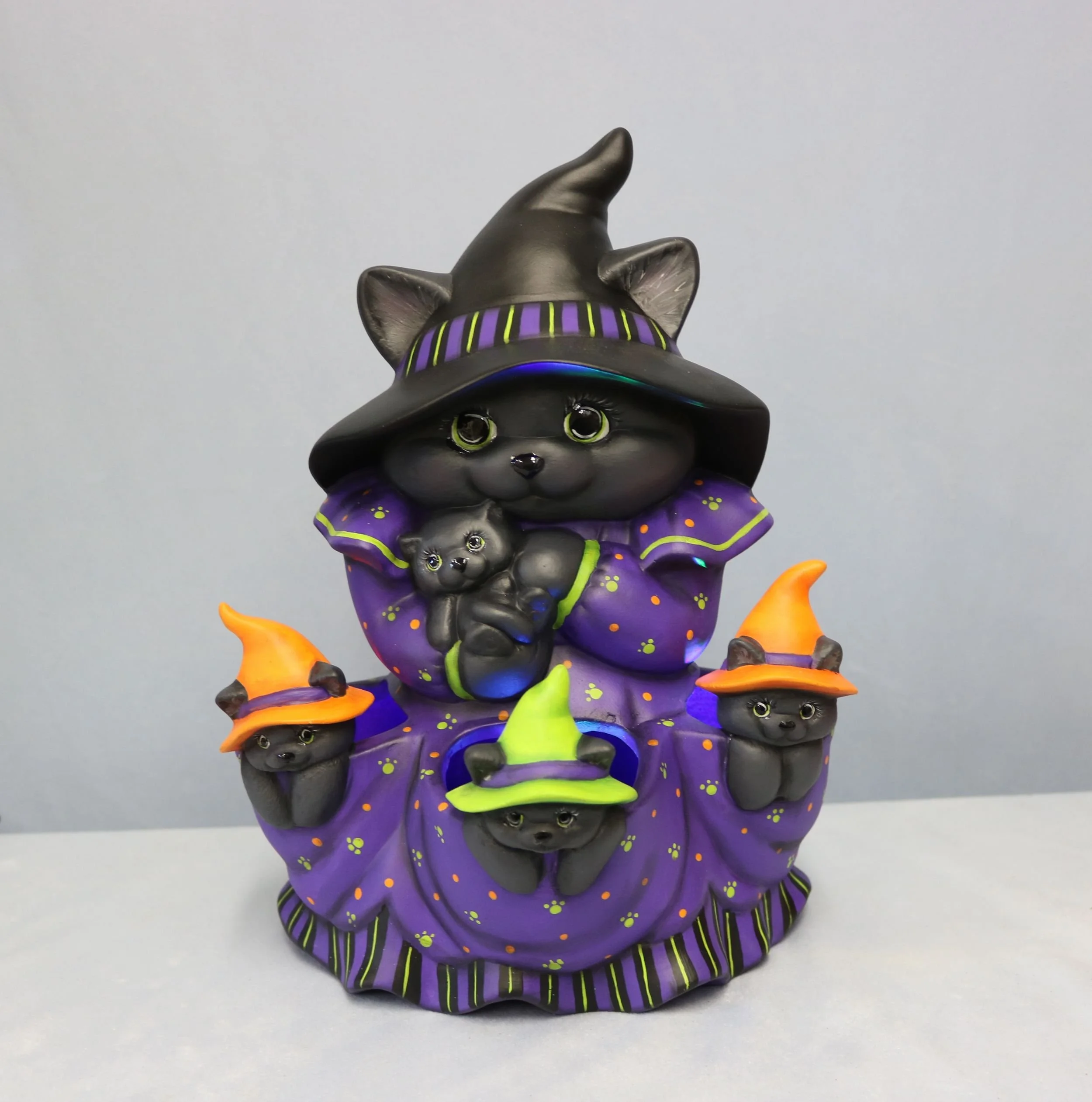 Halloween Black Cat with Kittens
