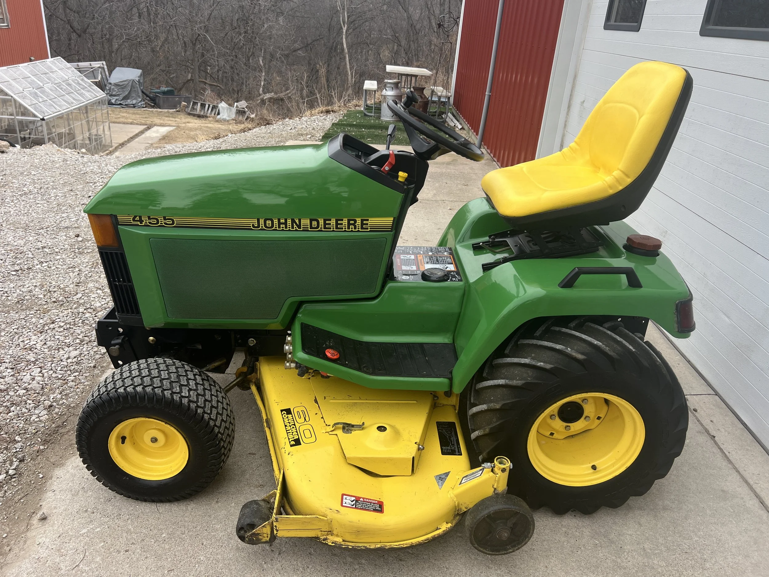 1996 John Deere 455 diesel garden tractor 60" deck 965 hours $4999