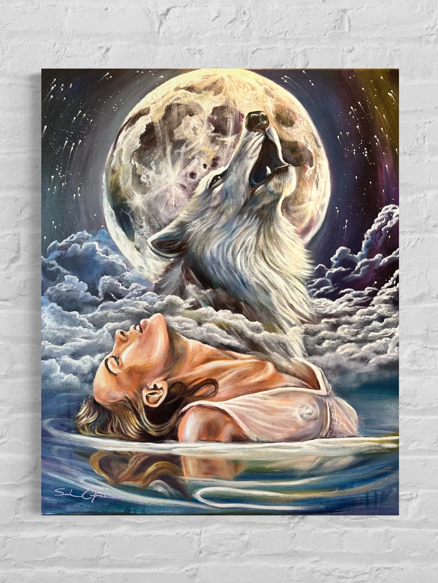『 In the moonlight 』原画B3size Lunar Awakening — Acrylic Earth - Art by Sarah Calzada