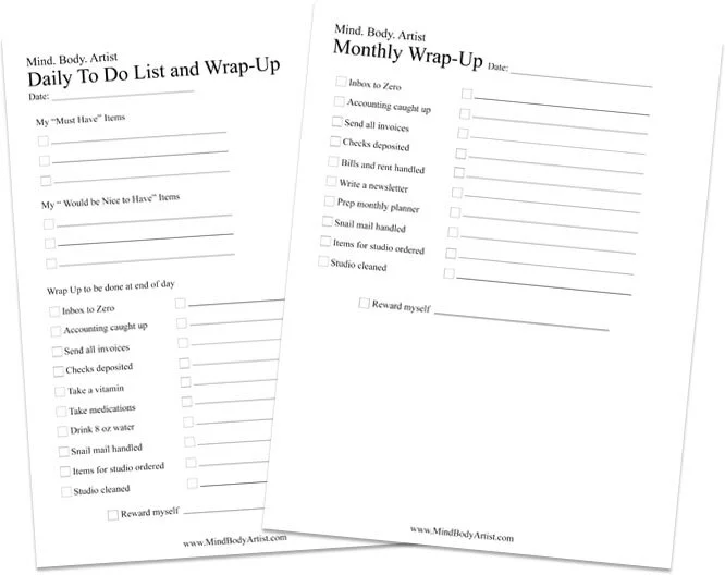 Here are some worksheets to get you started. Add or omit whatever you need to best serve you.