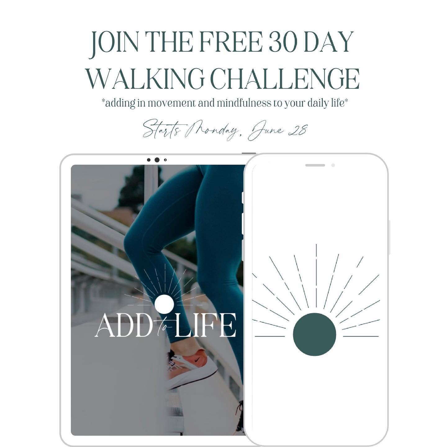 30 DAY WALKING CHALLENGE

Challenging you and myself to a 30 day walking challenge! This will start June 28 (Monday)! I&rsquo;ll be making a private Facebook group for accountability &amp; will be sharing more details there too!

If you&rsquo;re inte