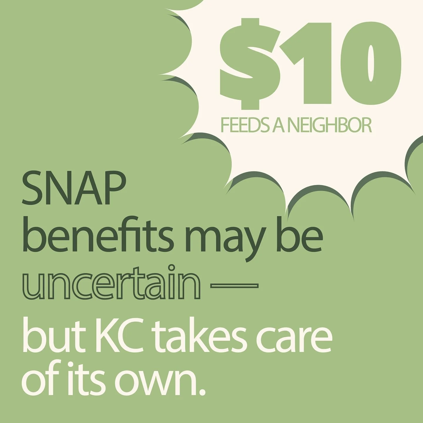 SNAP funding is disrupted, and thousands of KC families are caught in the middle. We don&rsquo;t know when aid will reach them&mdash;but we&rsquo;re not waiting.

Every $10 donated = a $10 voucher for fresh fruits, vegetables &amp; eggs for a KC neig