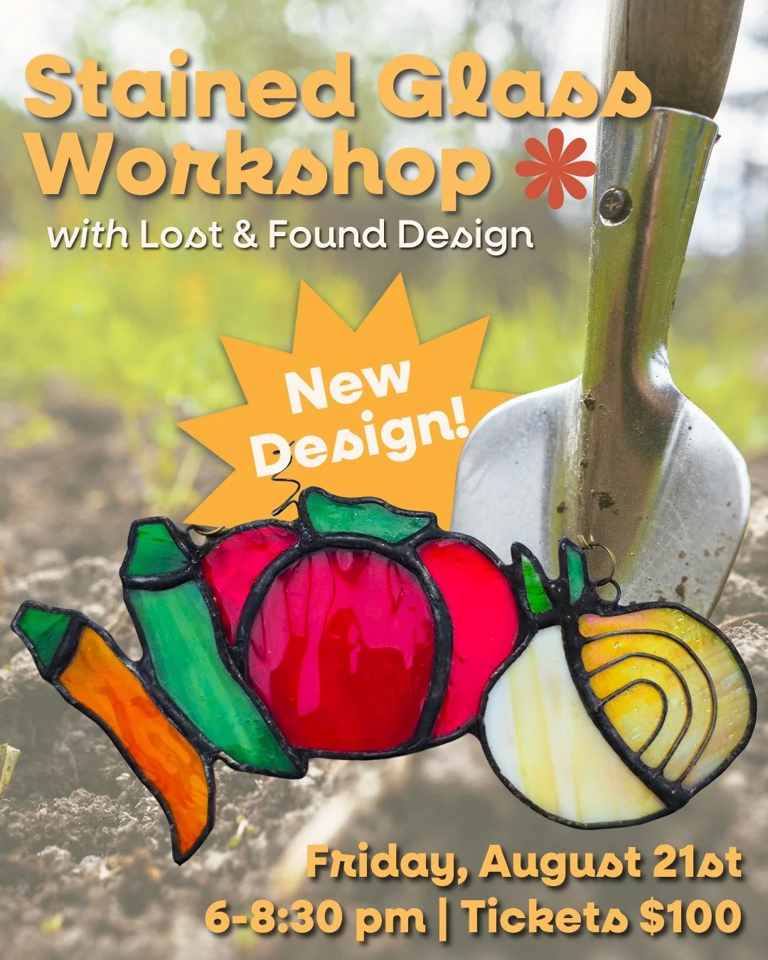 🥬🍅🫑 A new recipe for stained glass.

Our August stained glass class kicks off a new collection inspired by the ingredients that show up together in kitchens every day. The first design brings peppers, tomatoes, and onions together in one colorful 