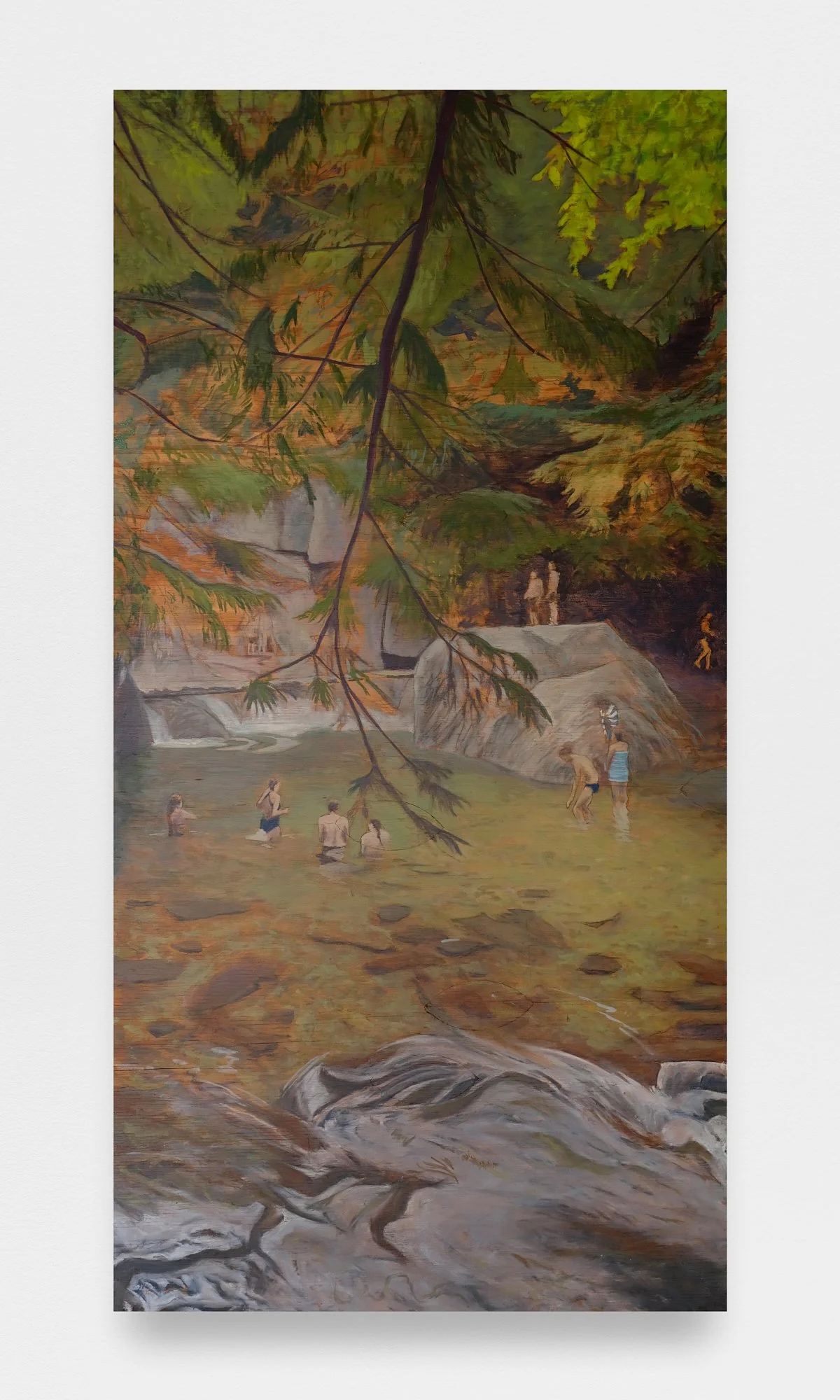 Warren Falls Bathers, 48 x 24”
, oil on Doug Fir panel, 2025