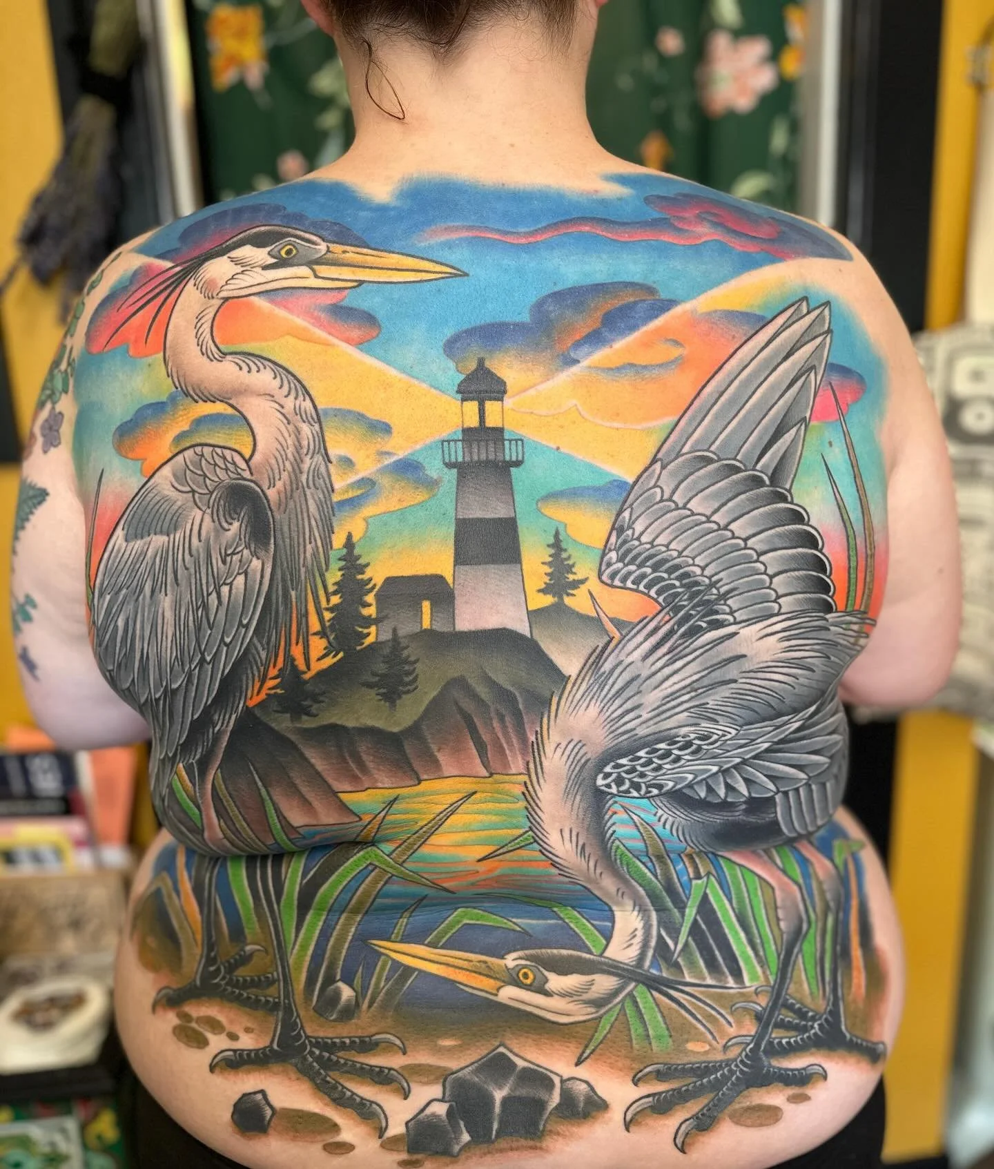Paige's backpiece! What an incredible, arduous, beautiful journey we went on together with this project. Paige is a champion and an awesome person. We had our consultation for this piece in April of last year and last month, after ten sessions, we fi
