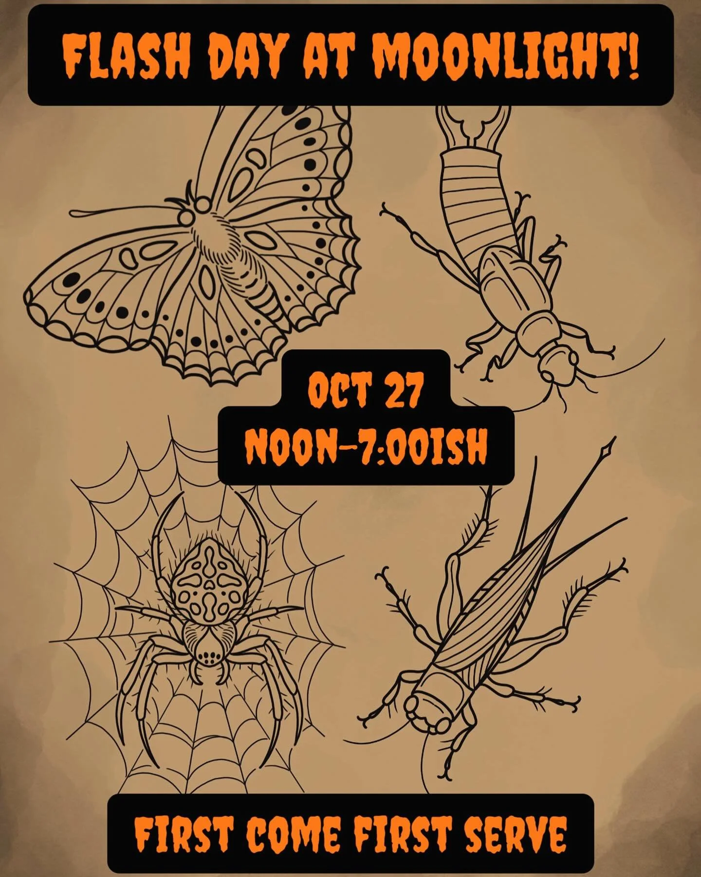 FLASH DAY ALERT! 🎃🖤

Every artist has come up with designs (not all of them are creepy/Halloween themed). These are mine! Pieces will vary in price from around $200-$400. 

I'll be taking walk ins all day!
Show up, pick a design, get tattooed by wh