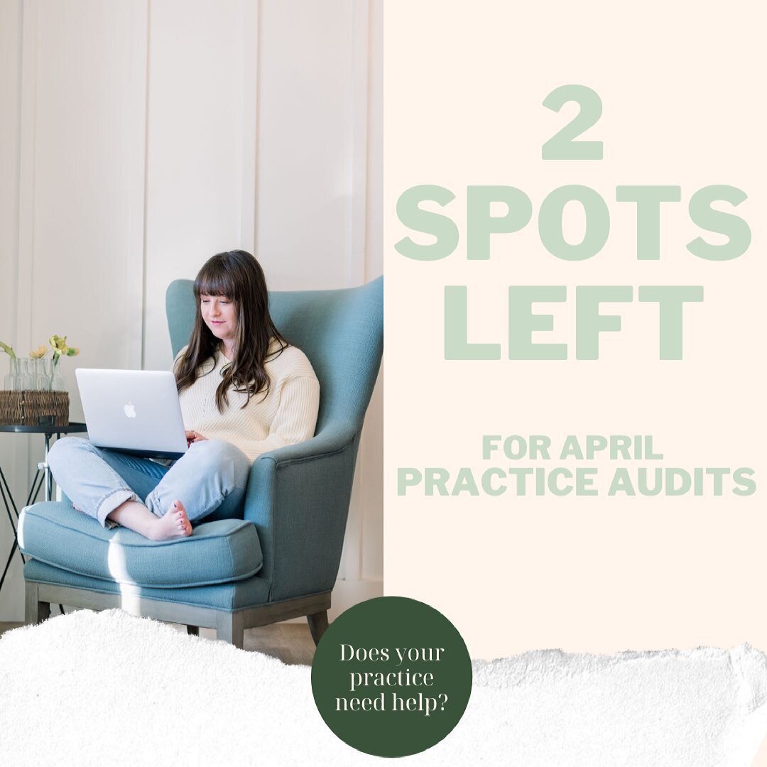 Do you know your practice needs help?

You know things could be working better, but you're not sure exactly how?

Not sure where to start when it comes to seeking support for your practice?

A practice audit may be right for you!

There are only two 