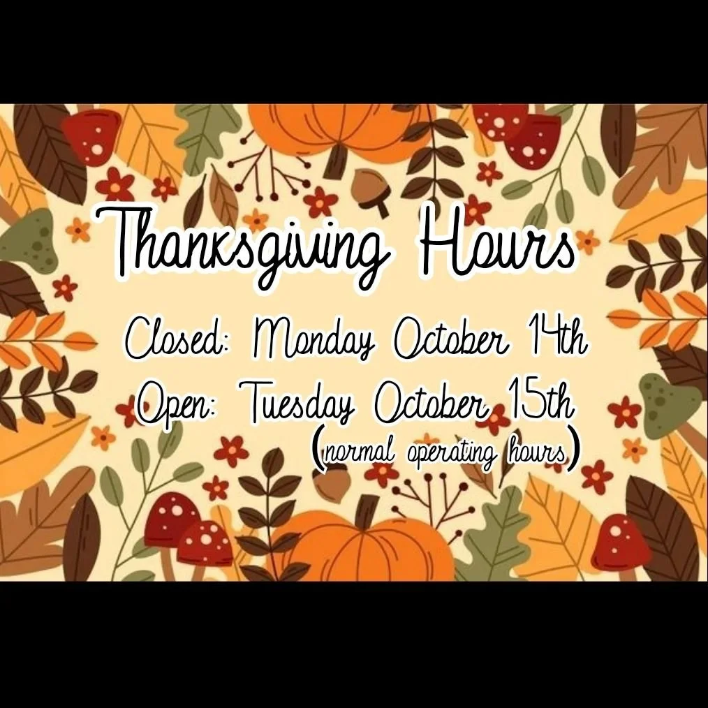 We will be closed Monday, October 14th for the Thanksgiving long weekend.  We will be back open Tuesday, October 15th for our normal operating hours. 

If you are in need of urgent care over the weekend please contact Huronia Emergency Veterinary Cli
