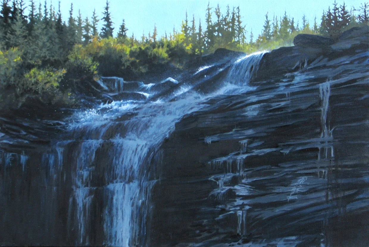 Anne Cheeks, Top of Bear Creek Falls, Oil on canvas, 24x36 in, $2,600