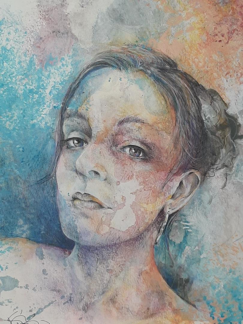 Karin Kupke,  Unfortunate Self Portrait ,  acrylic pastel