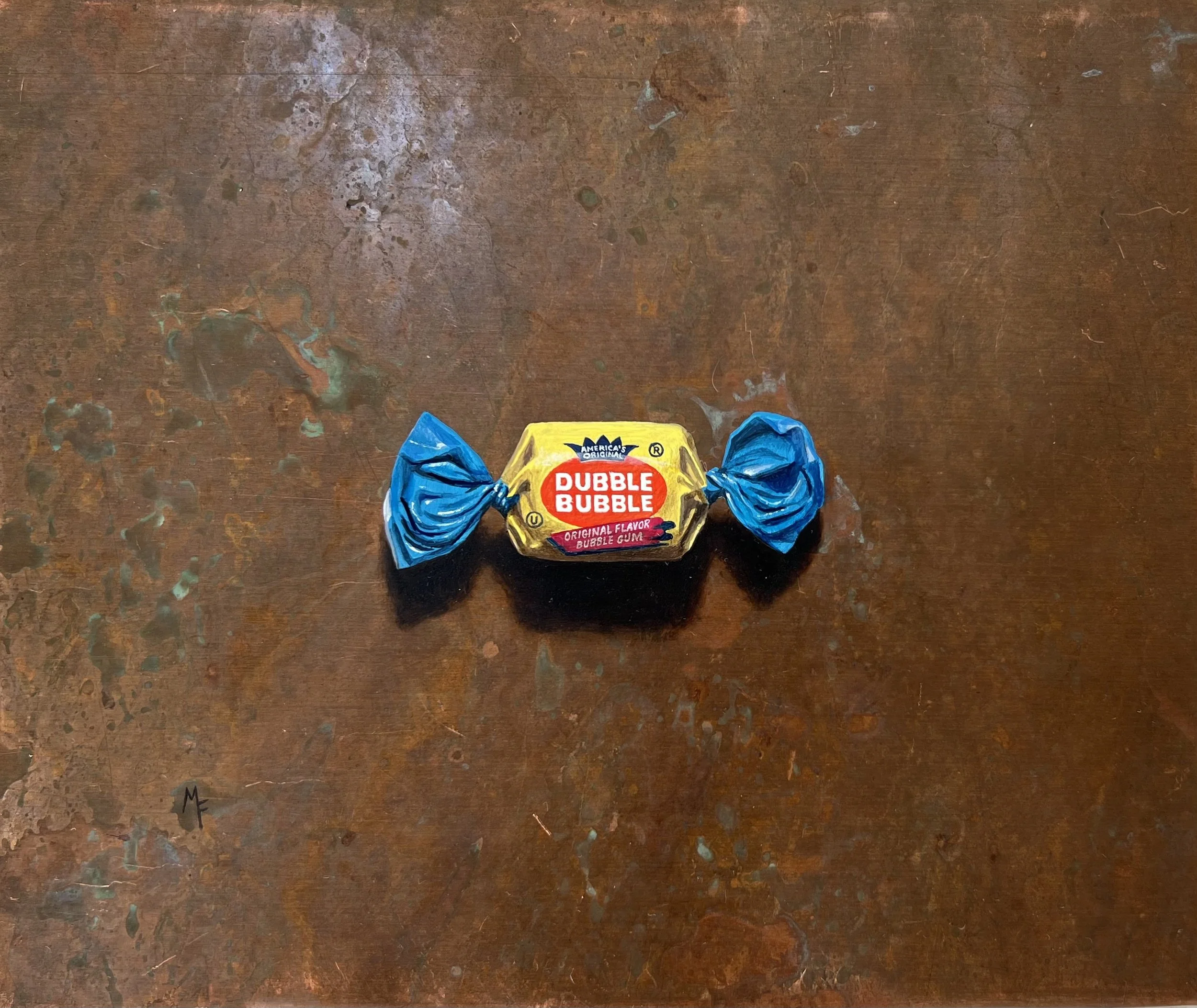 Michael Fitts, Dubble Bubble, Oil on copper 6x7 in. $1,750