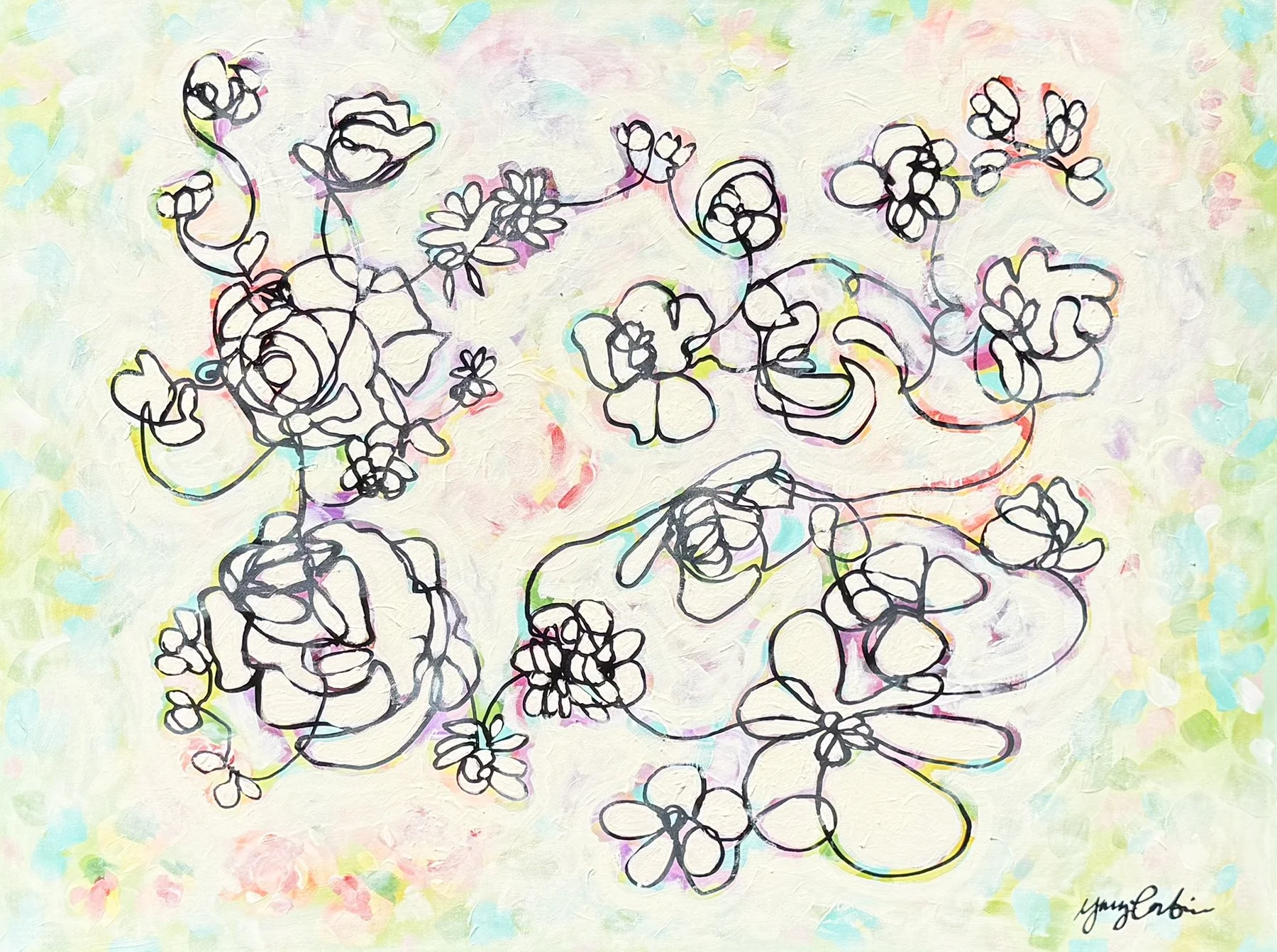 Yary Corbin,  Floating Whimsy,  acrylic on canvas