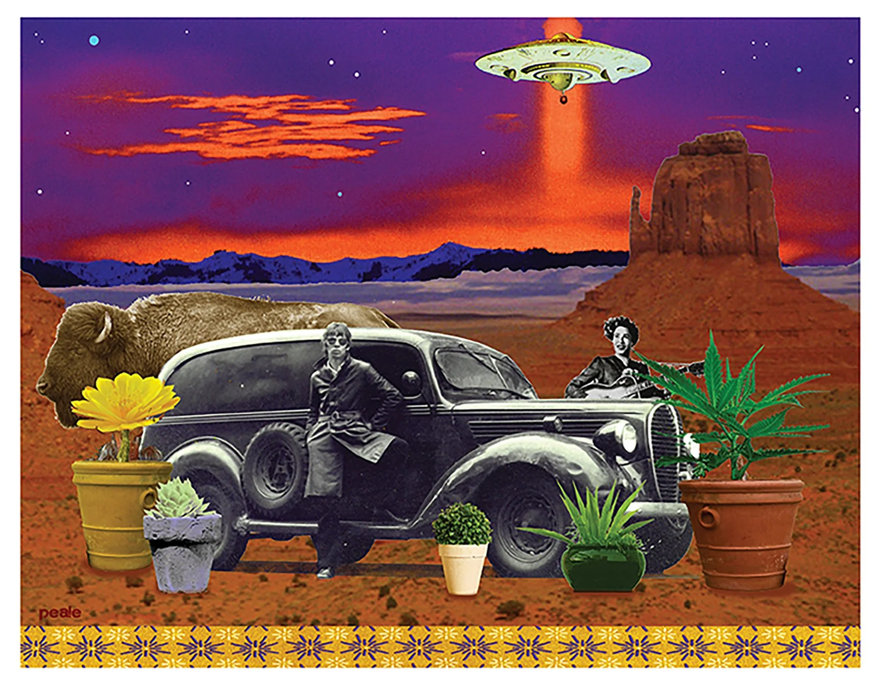 Charles W Peale, Potts In The Four Corners, collage, 11x14 in. $450