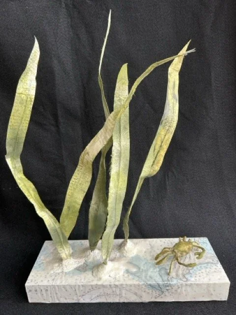 Michelle L. Geiger, Eel Grass with Crab, Mixed media with encaustic, 3x12x18 in. $300