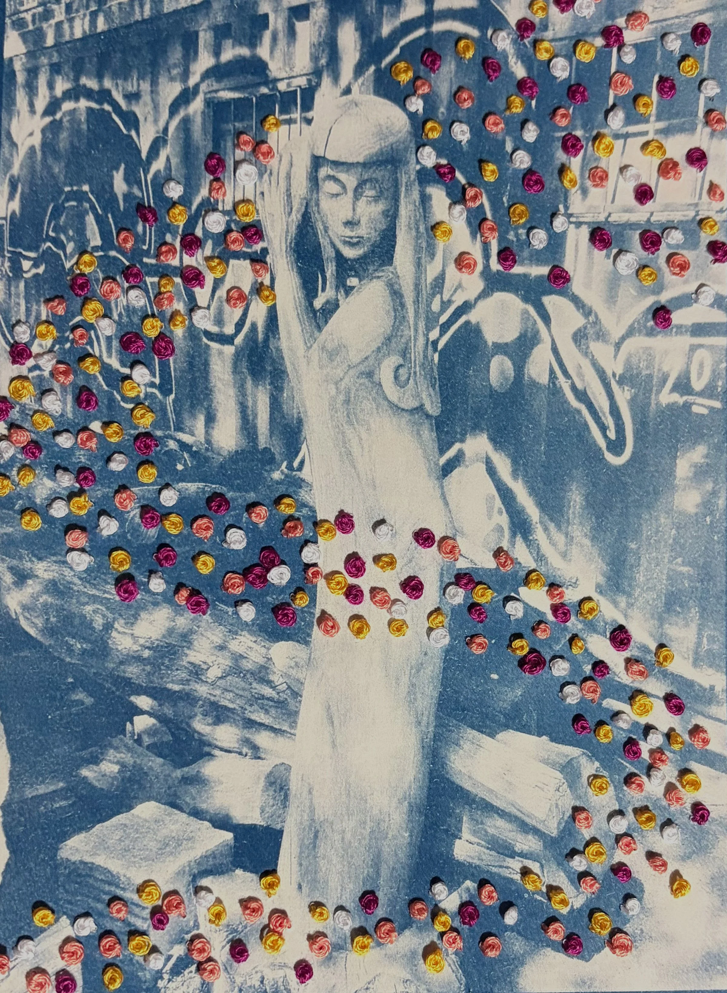 Julie Stavitski,  Donaukanal,  cyano type embroidery