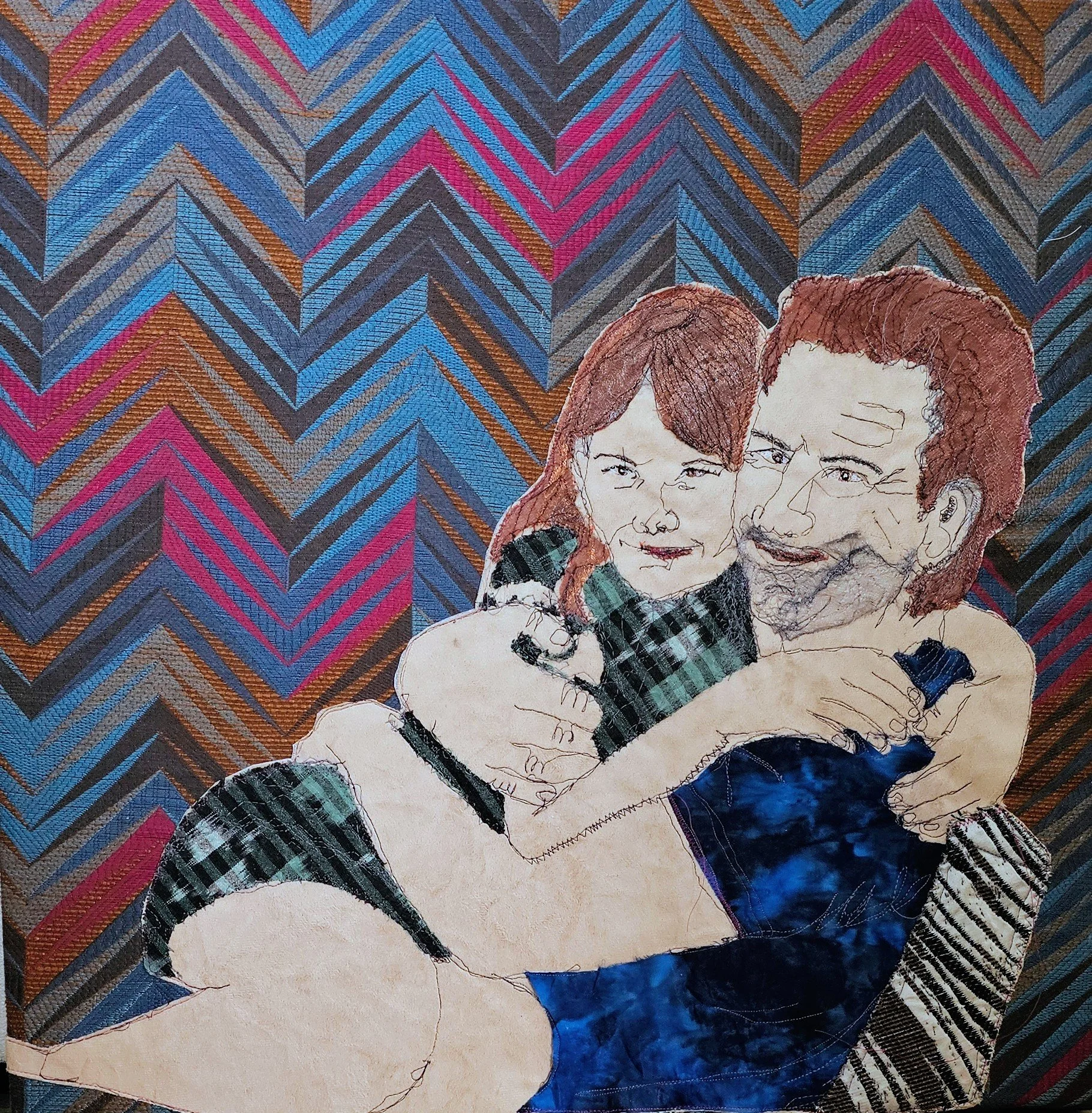 Miriam Tobias,  Jason And Atlas,  free motion embroidery textile
