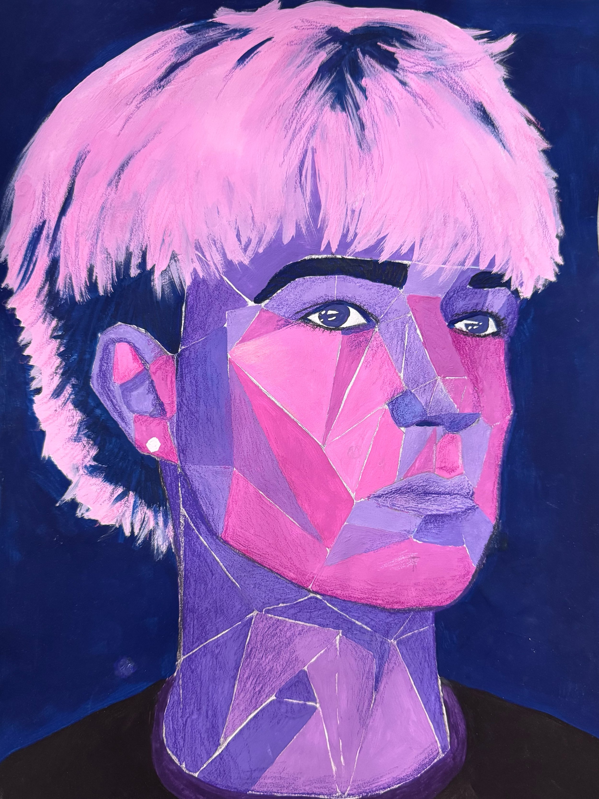 Judah Baker, Self-Portrait , acrylic paint and color pencil, CHS