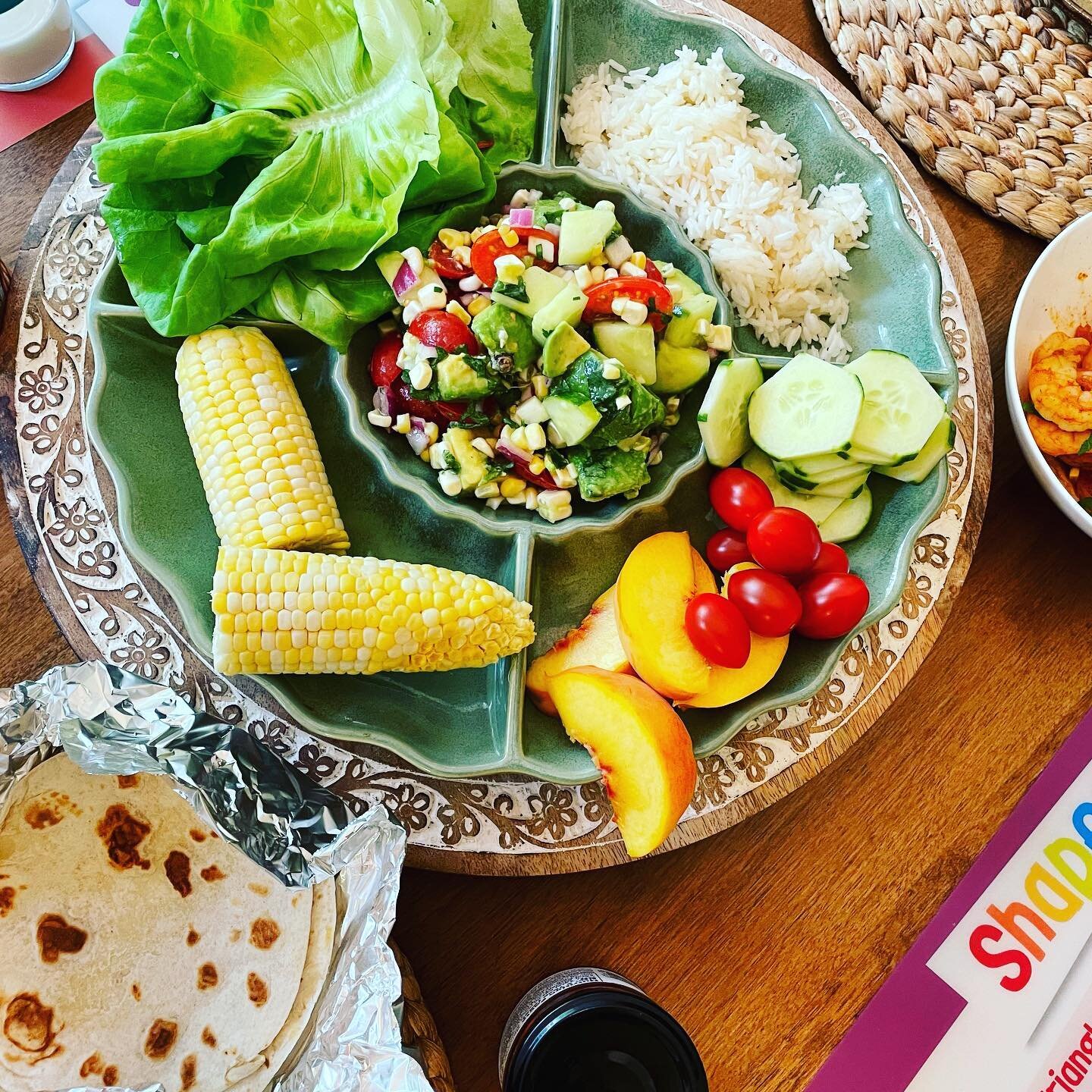 Our Ceviche Shrimp Taco spread (highly recommend the divided serving dish for self serve meals. I&rsquo;ve had it for years and just used it tonight - but will start using A LOT more!!) chips not pictured&hellip; lots of chips 😬

Then&hellip; Wes at