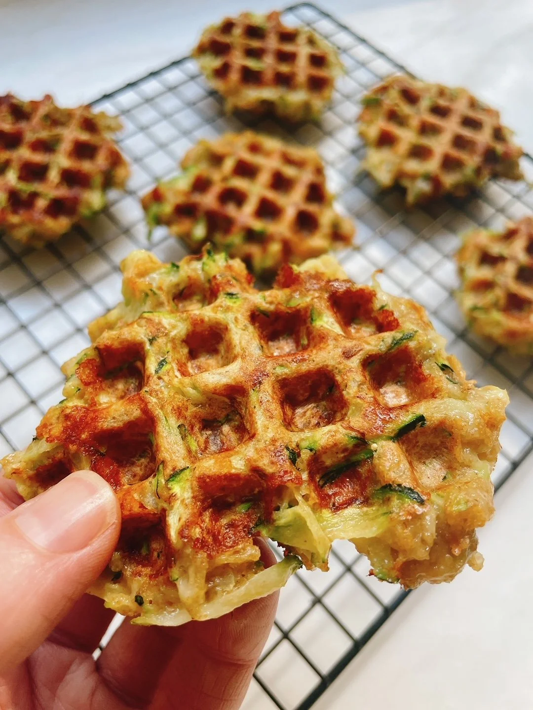 BLW Cheesy Zucchini Waffles