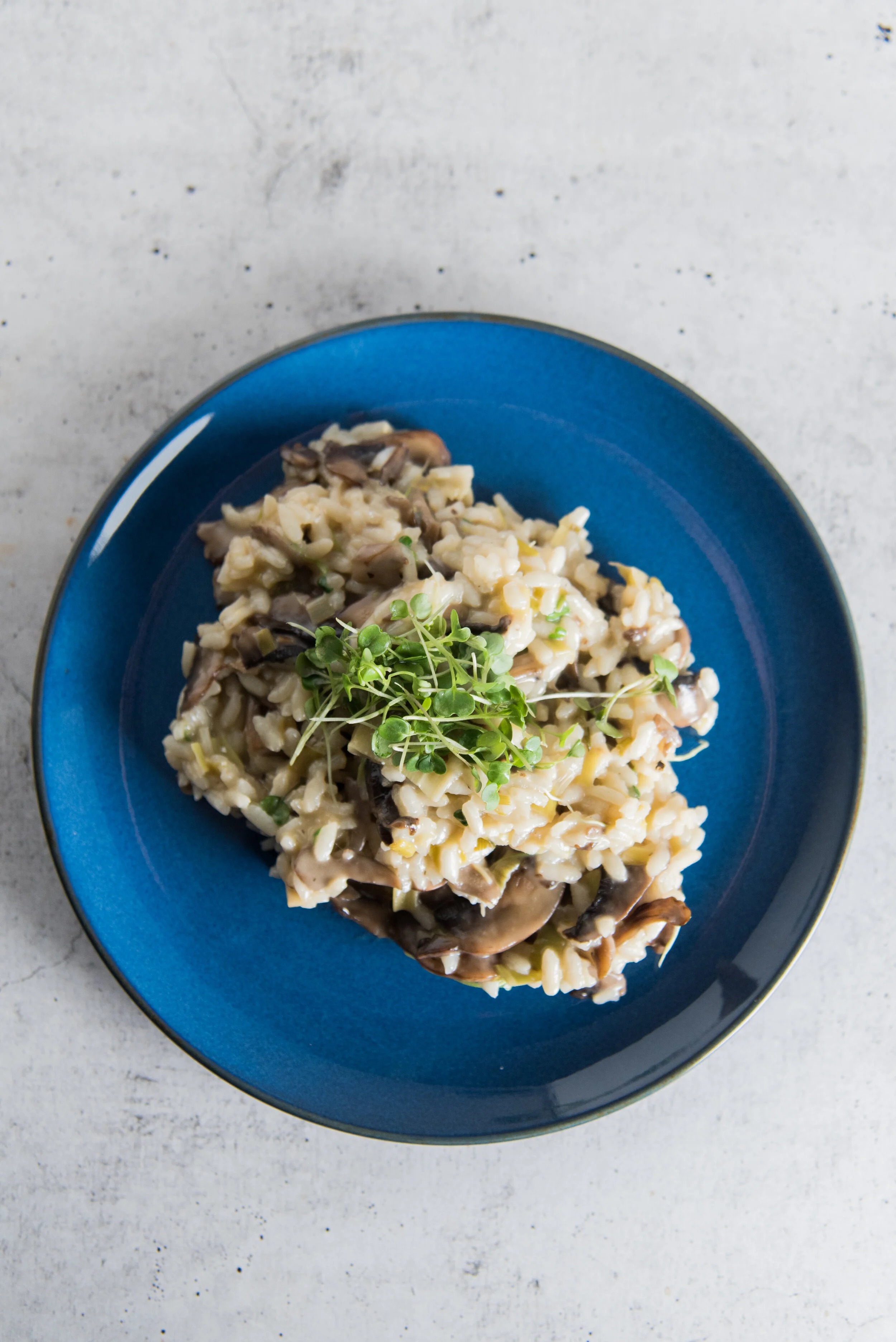 Mushroom Leek Risotto with Arugula Microgreens Butter & Shallots Food Blog   Butter & Shallots