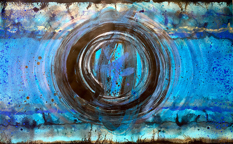 Encres, acryliques, et pigments sur papier.
2019