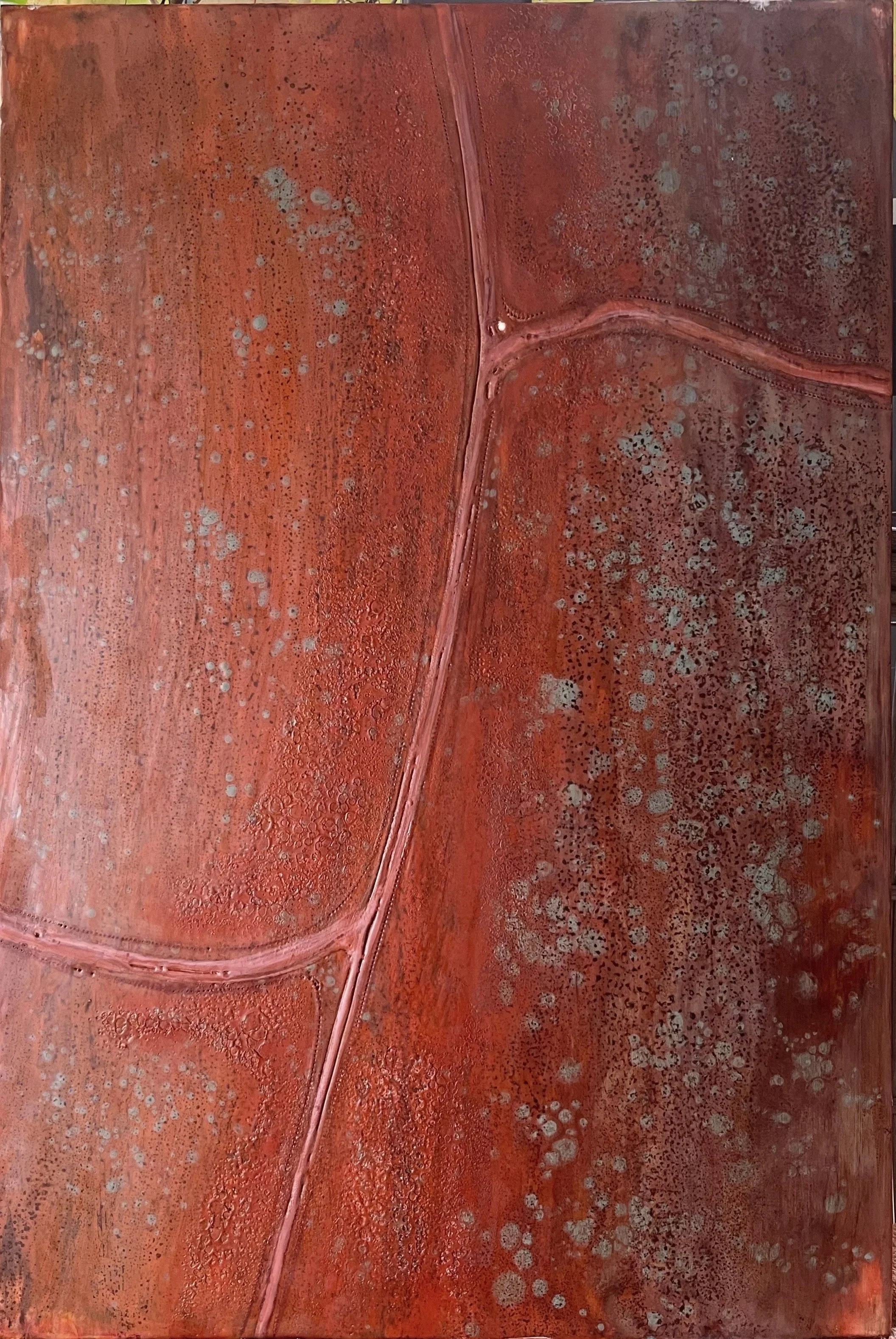 "TURN AT THE FRIDGE" | Encaustic | 50 x 75cm. 2026